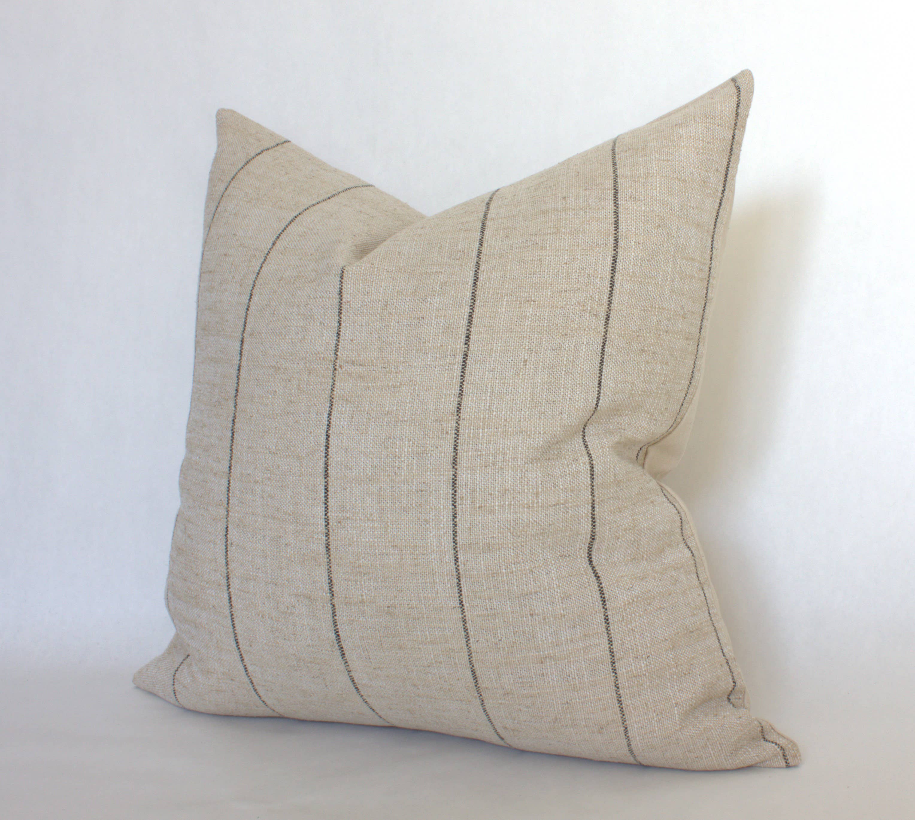 Neutral Striped Pillow Cover, Natural Throw Pillow | Evans: 22x22