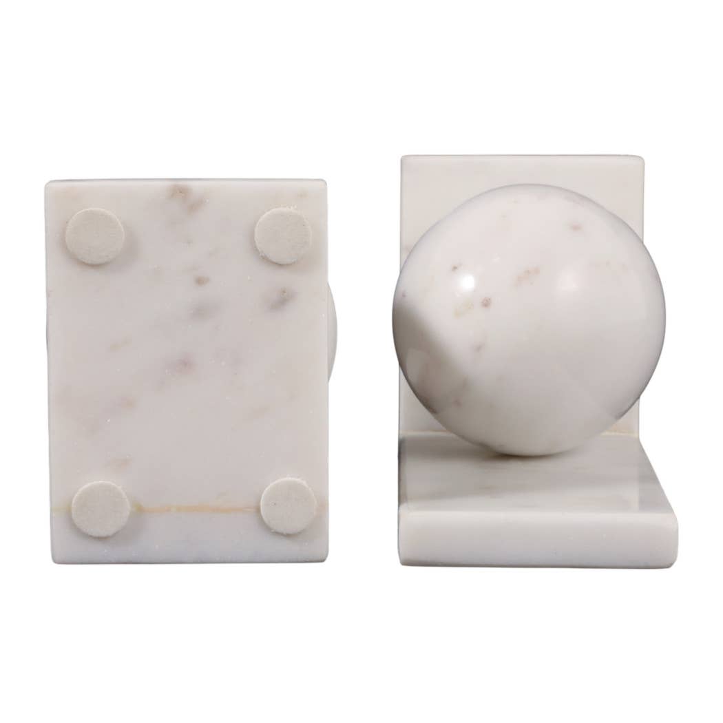 Margot Marble Modern Orb Bookends, 6 in.