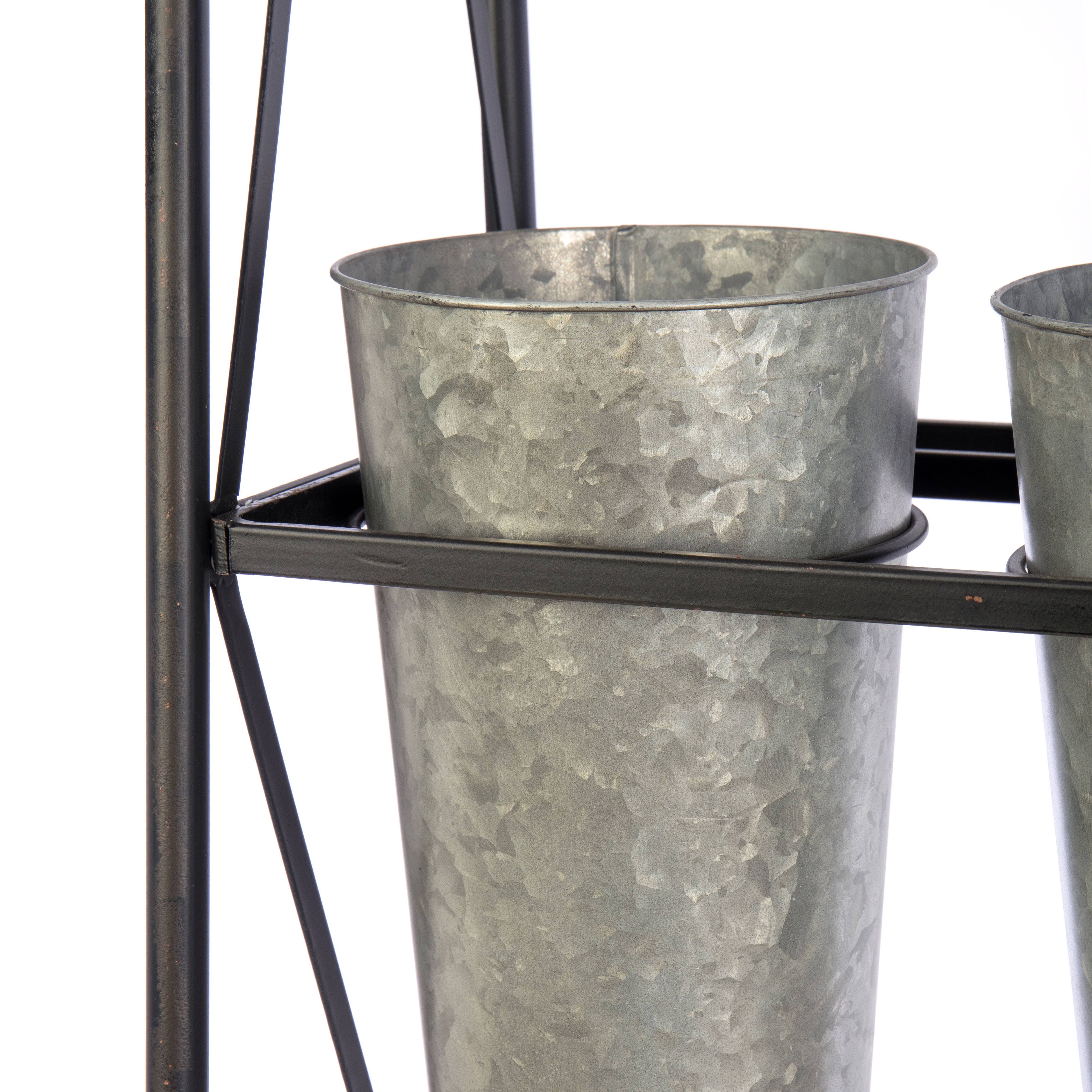 Knock Down Floral Metal Display with Buckets