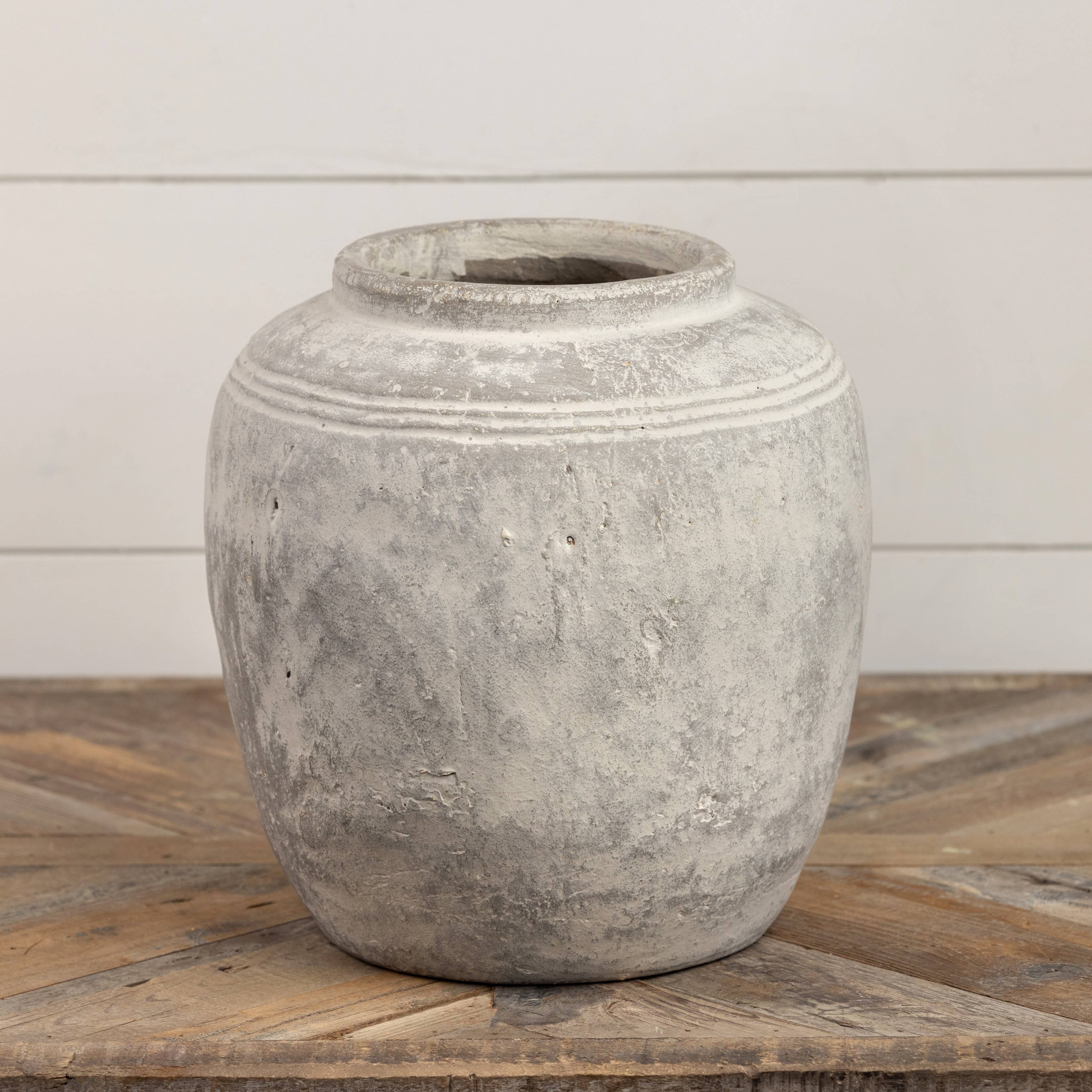 10.5" WHITEWASH TERRACOTTA VASE