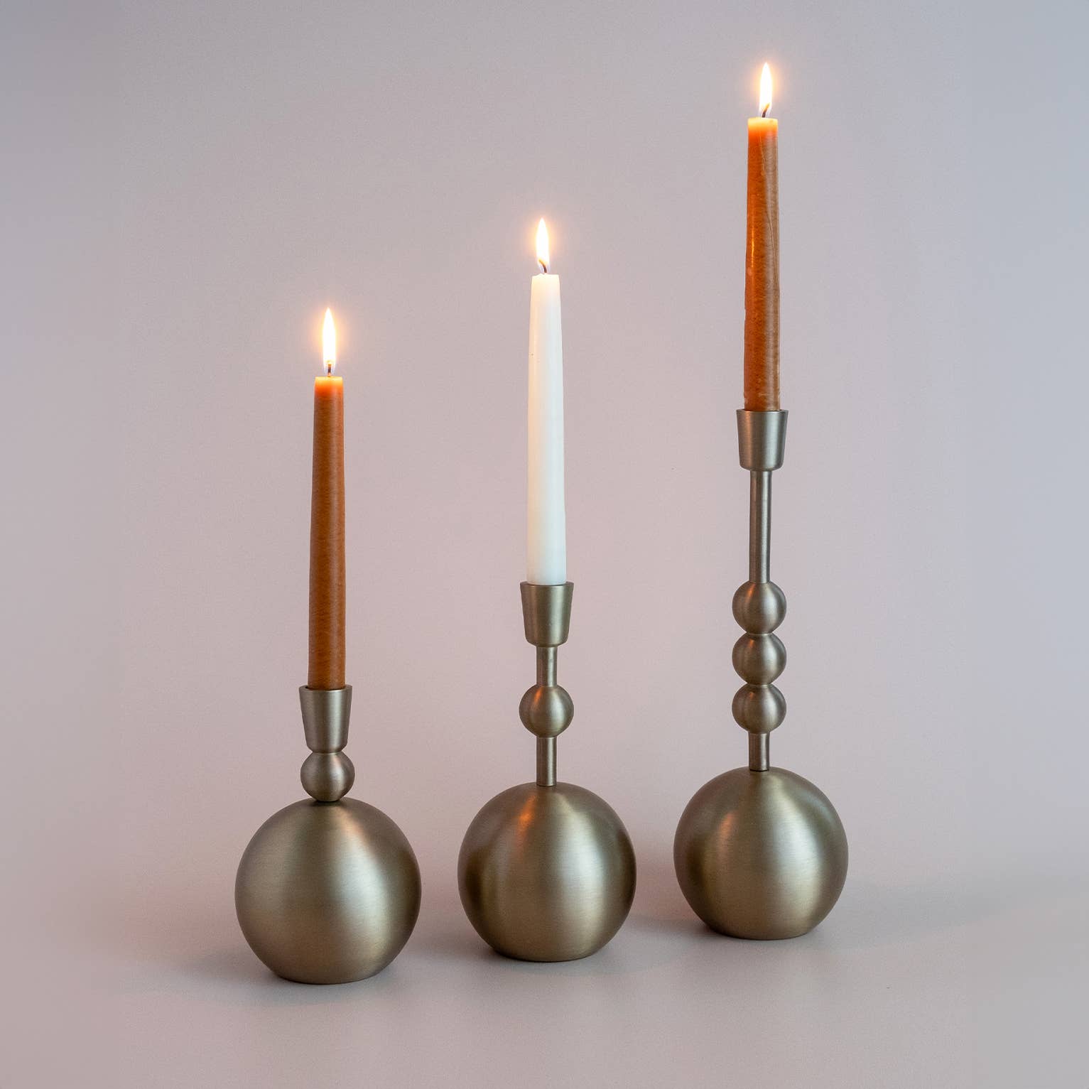 Large Stacked Orb Taper Candle Holder