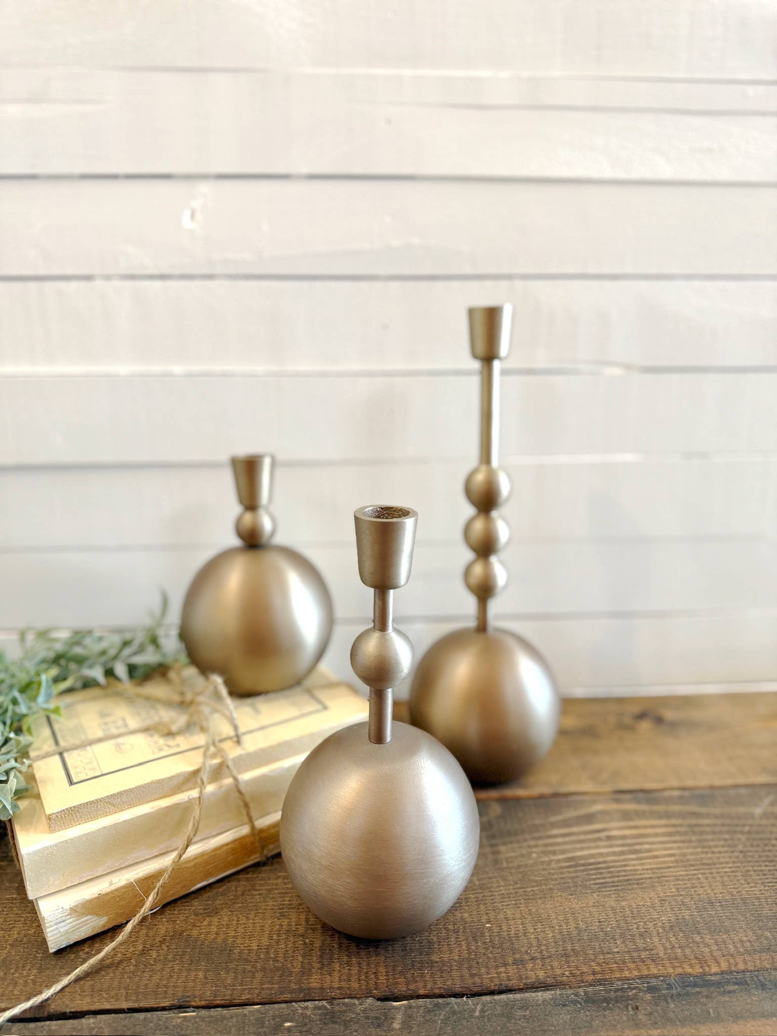 Medium Stacked Orb Taper Candle Holder