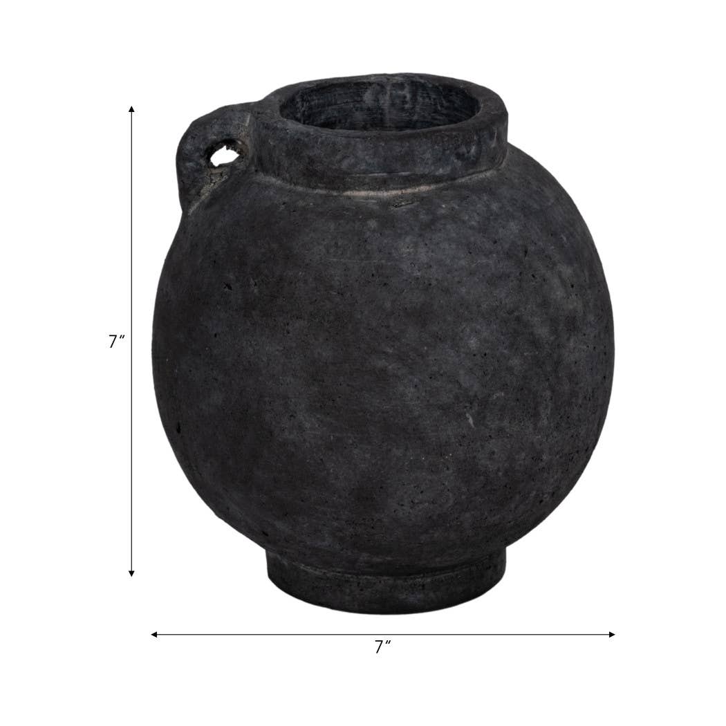 Brianna Bulbous Handle Vase - Black, 7 in.