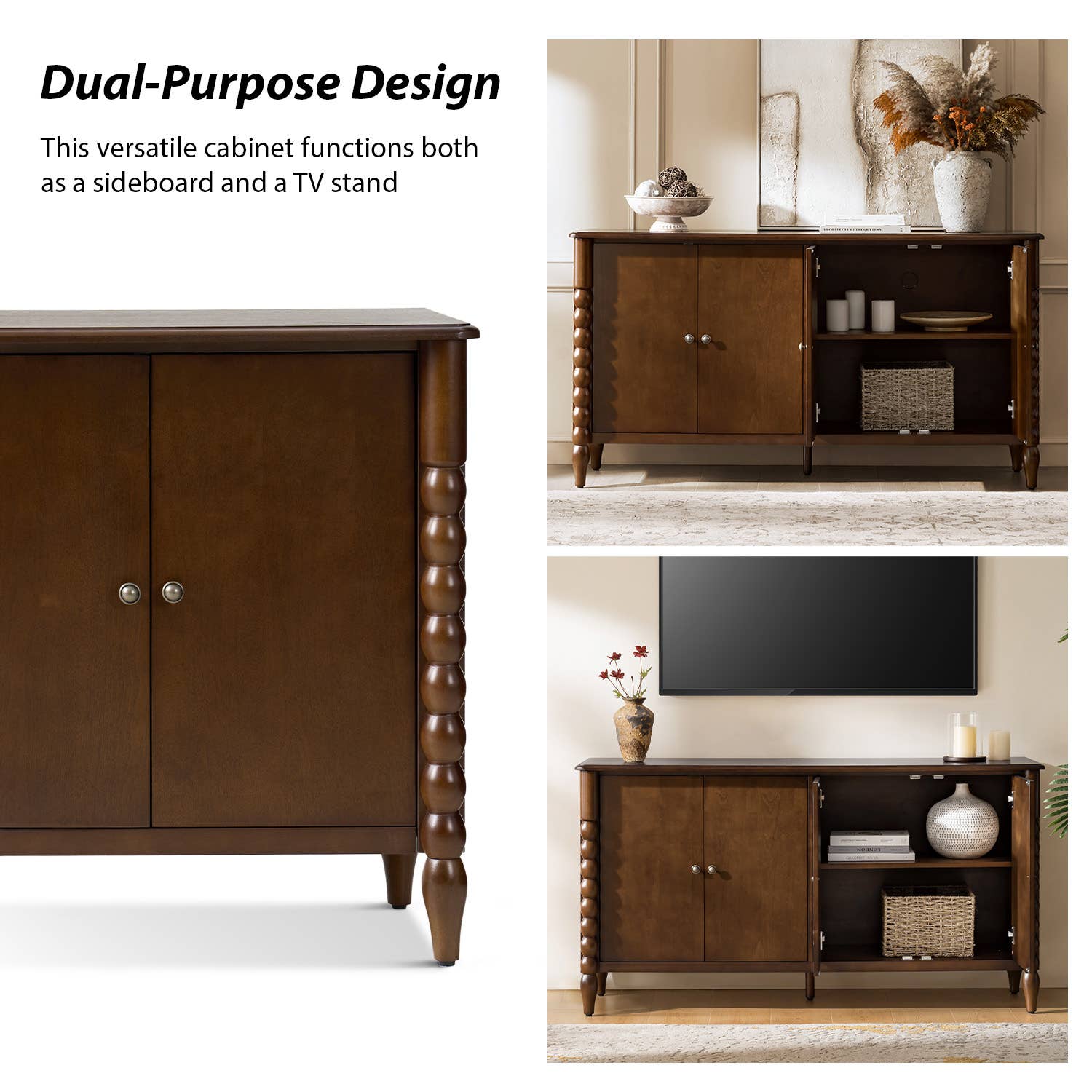 Alex 4-Door Sideboard: Teak