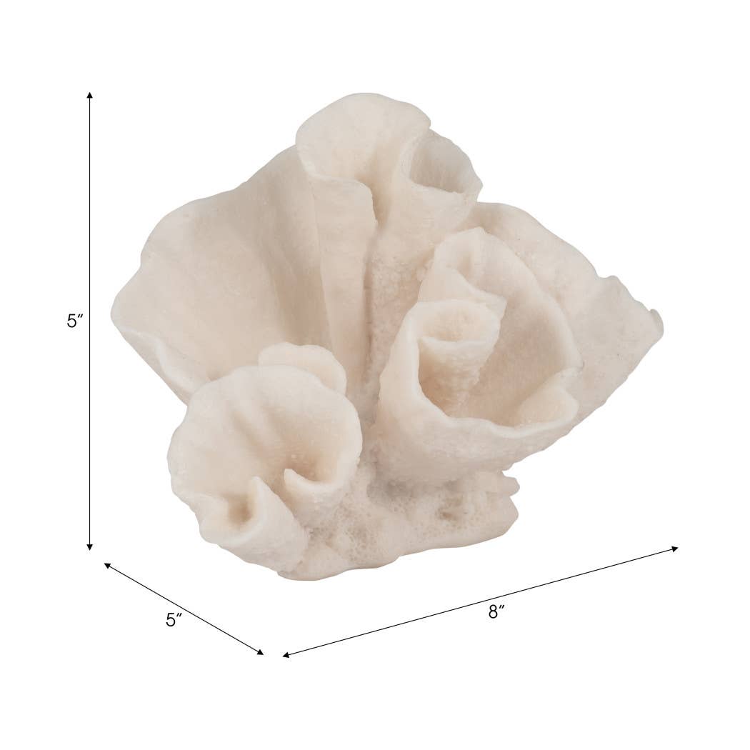 Ivory Resin Coastal Coral Figurine, 8"