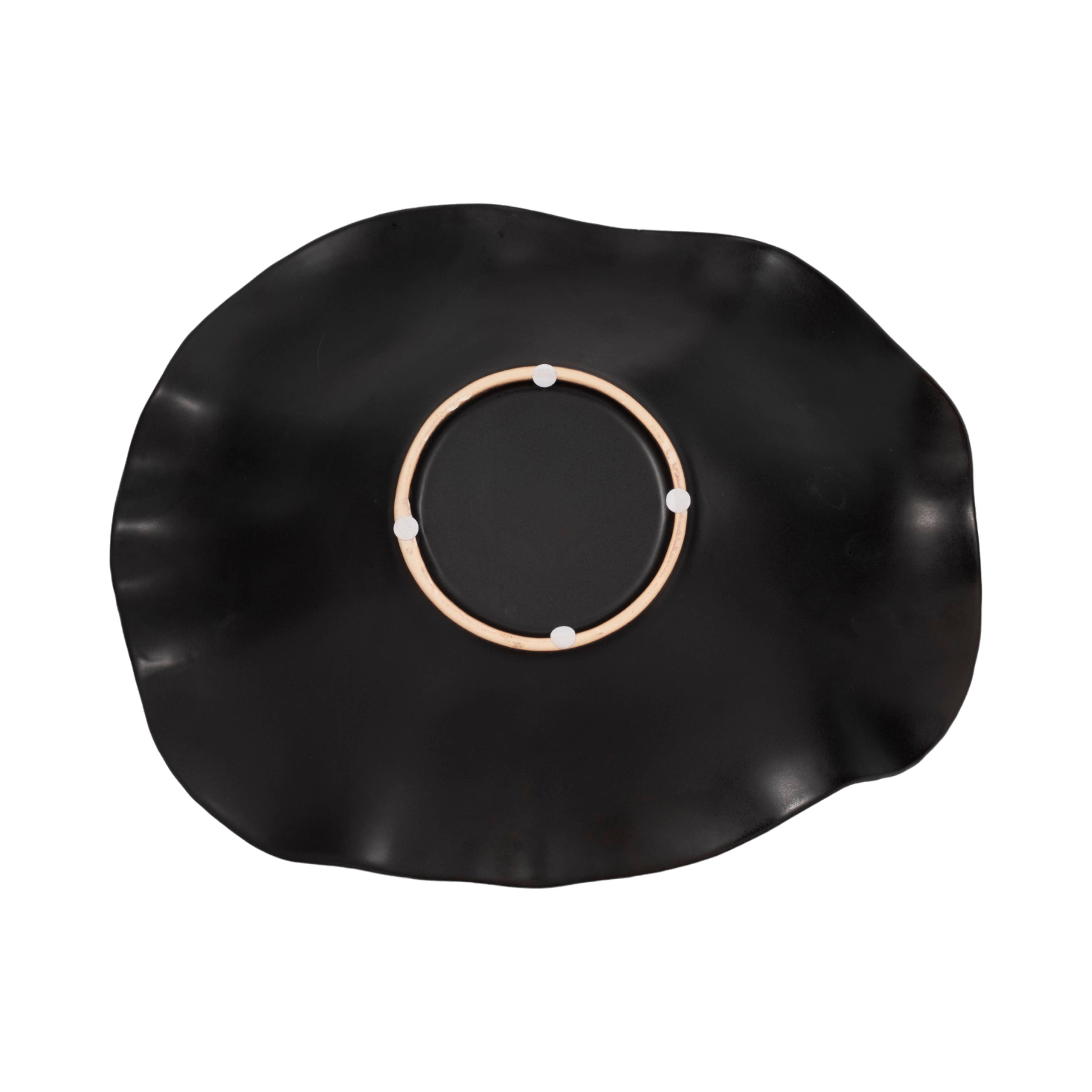 Katelyn Black Ruffled Edge Bowl, 18 in.