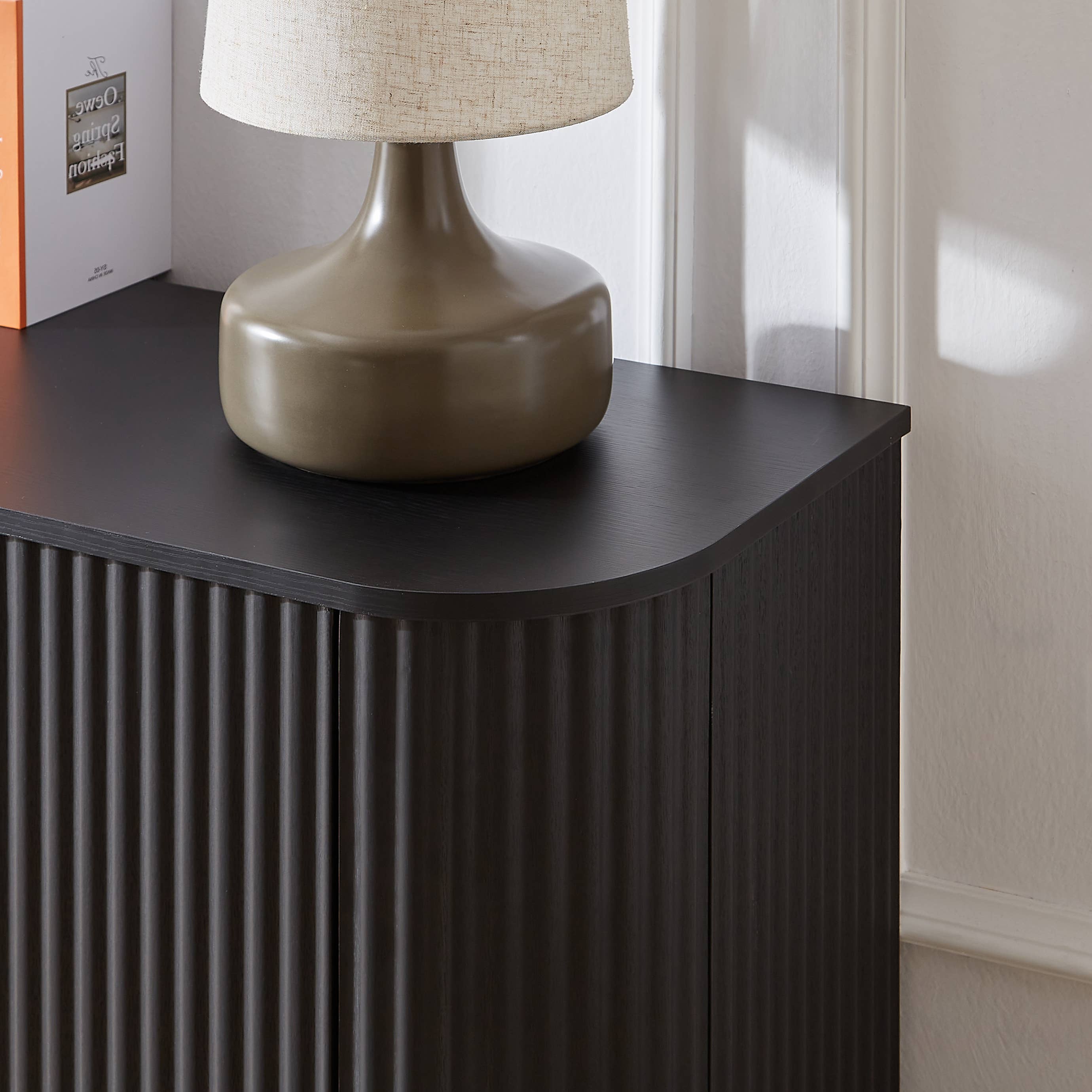 Fall Walnut Sideboard Cabinet with Adjustable Shelves: Natural