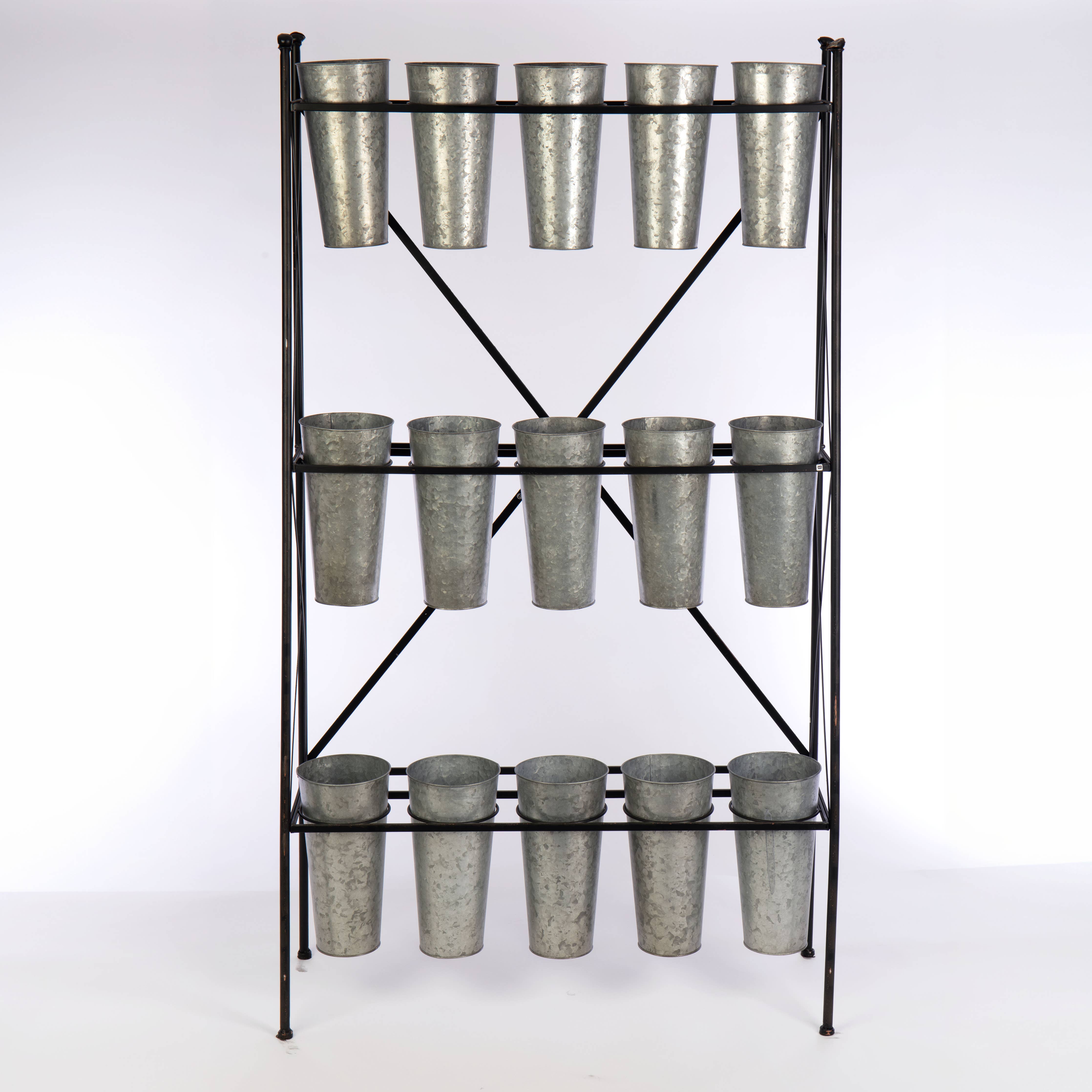Knock Down Floral Metal Display with Buckets