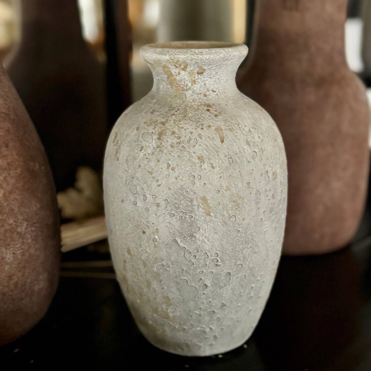 Rose Medium Rustic White Vase