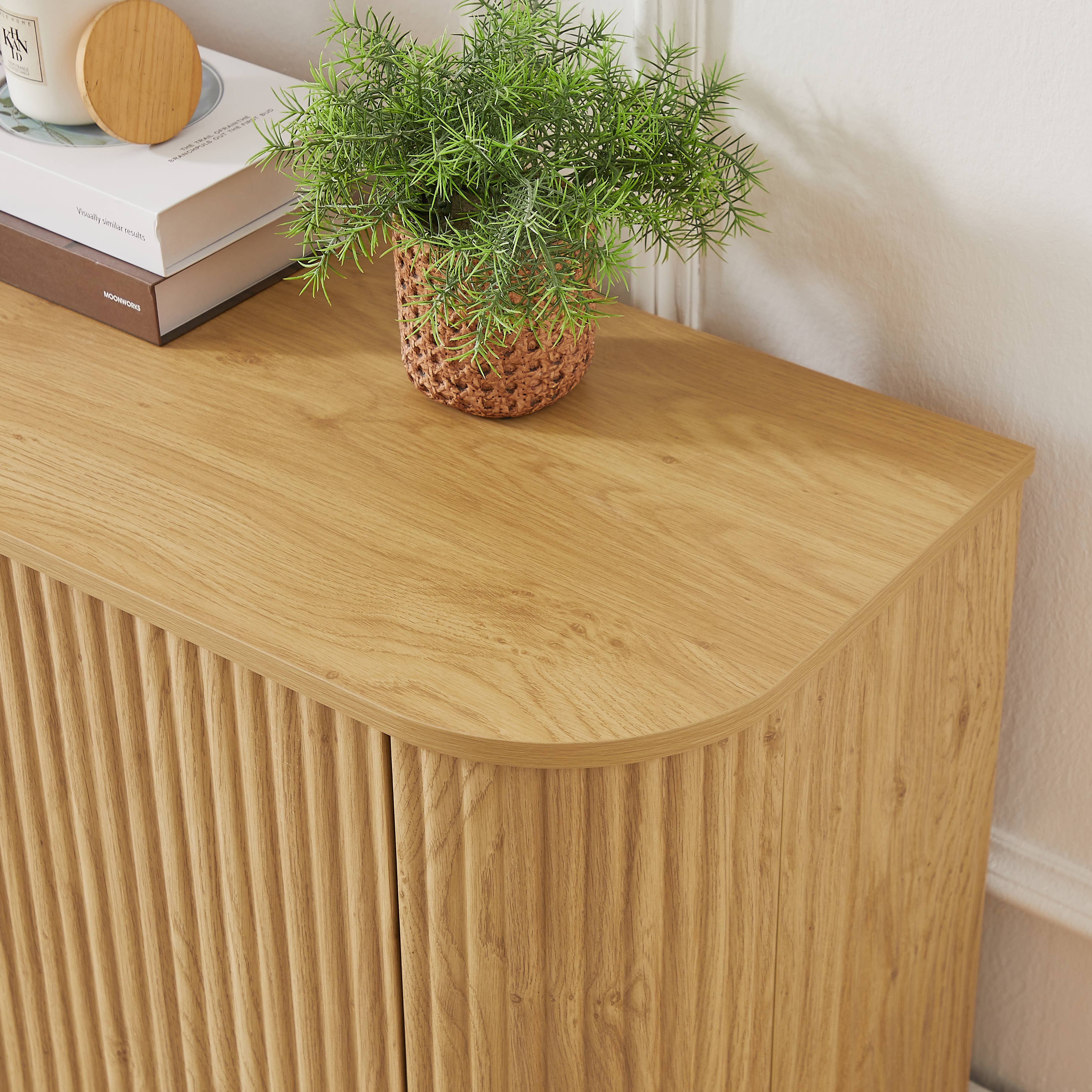 Fall Walnut Sideboard Cabinet with Adjustable Shelves: Natural