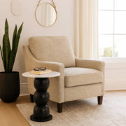 End Table - White Marble Top with Wooden Bubble Base, 21 in.
