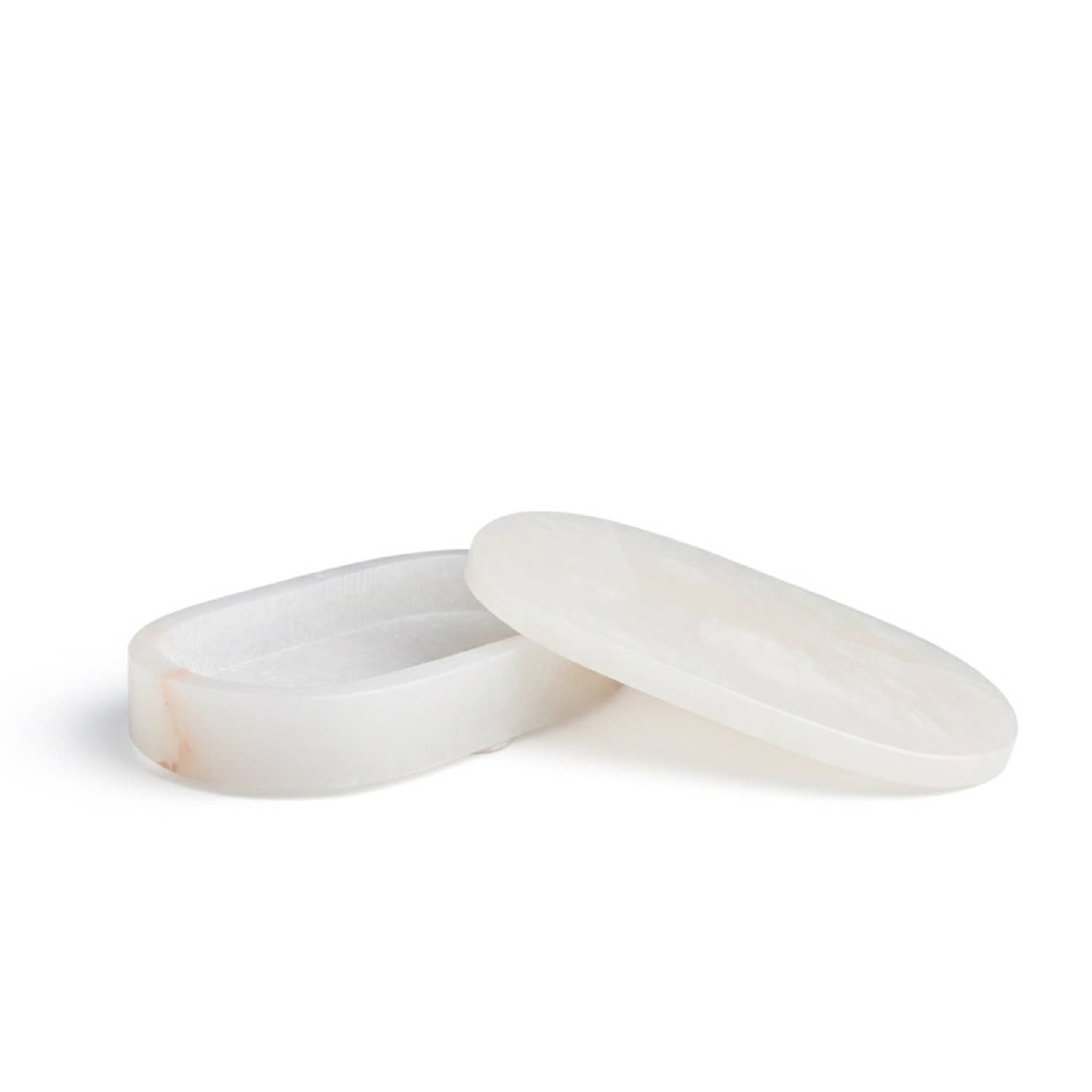 White Alabaster Oval Display Box, 7"x4"x1.5"