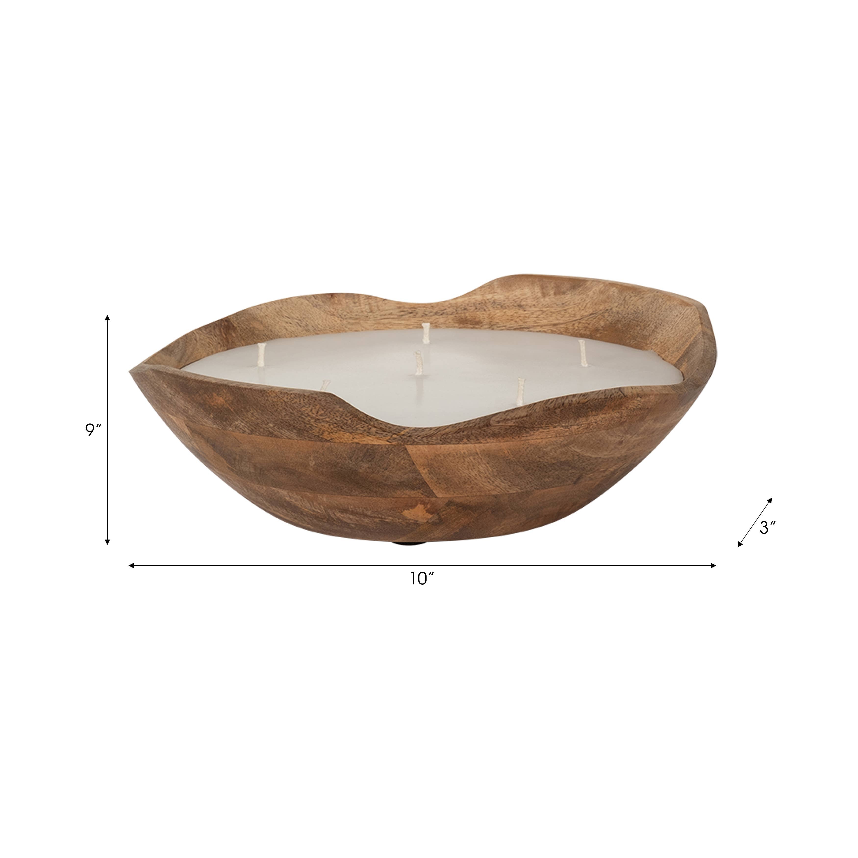 Bowl Candle - Brown Wood Wax Vanilla Scented Curvy, 14 Oz