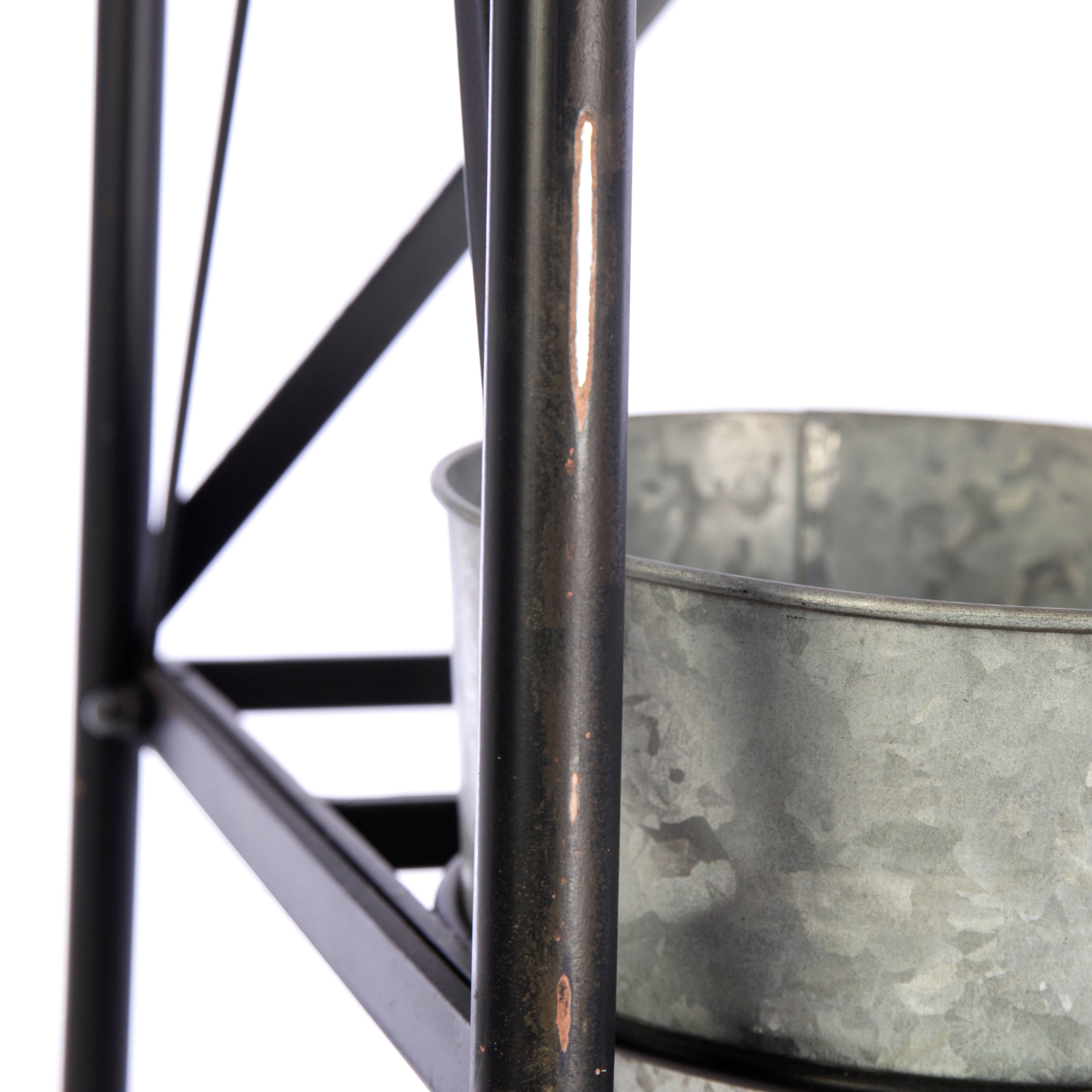 Knock Down Floral Metal Display with Buckets