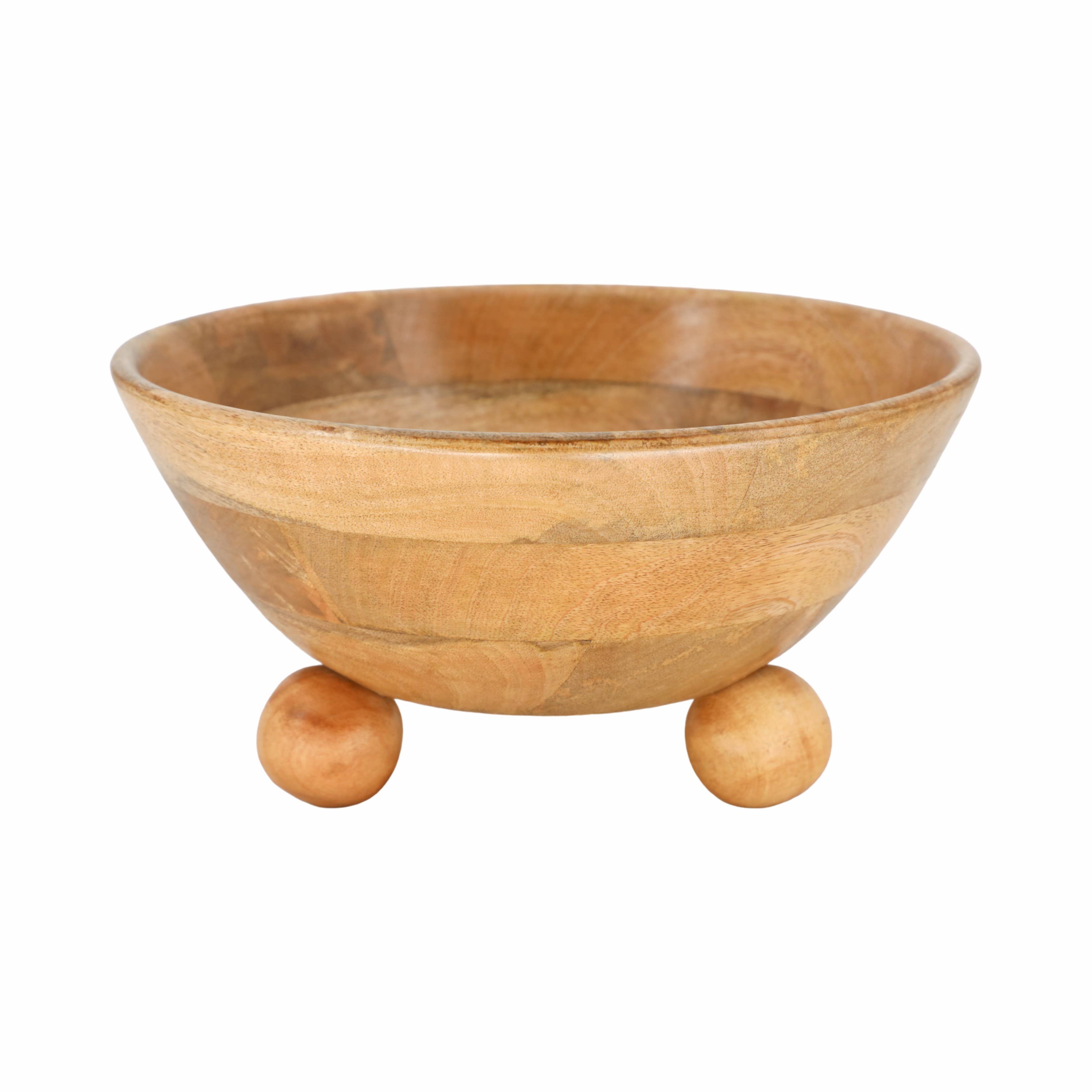 Mango Wood Bowl with Rounded Feet, 12"