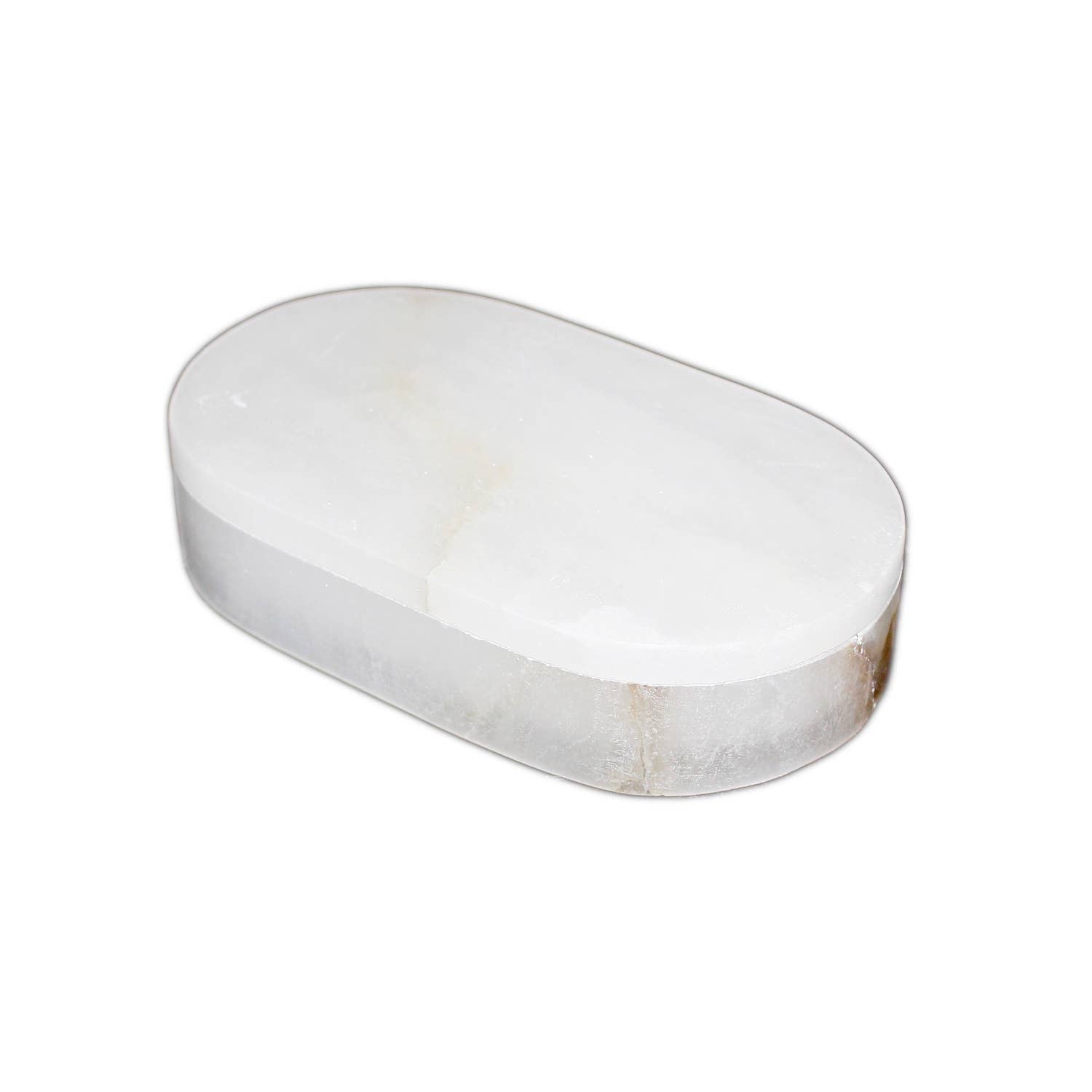 White Alabaster Oval Display Box, 7"x4"x1.5"