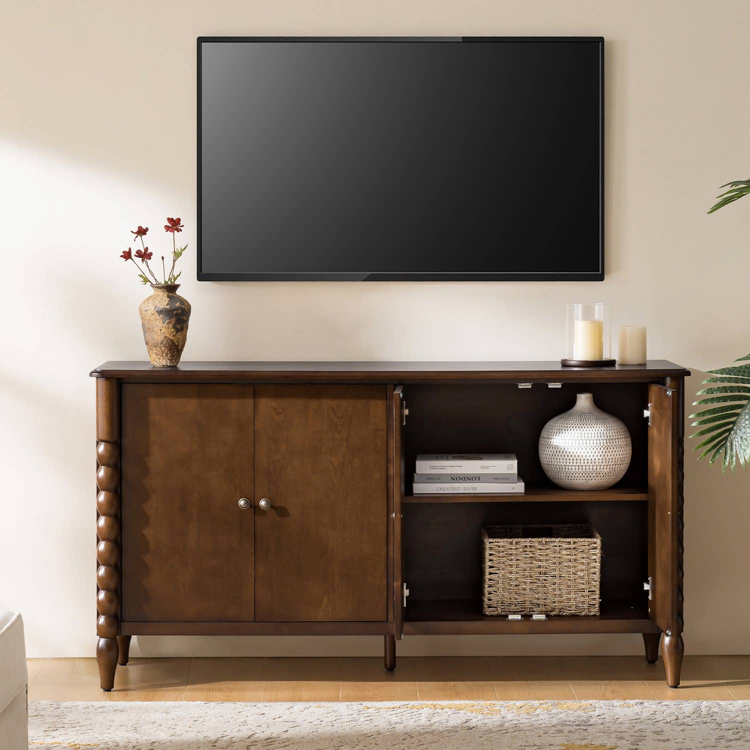 Alex 4-Door Sideboard: Teak