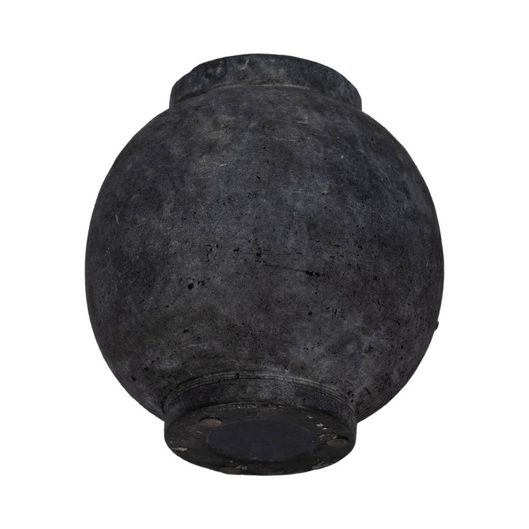 Brianna Bulbous Handle Vase - Black, 7 in.