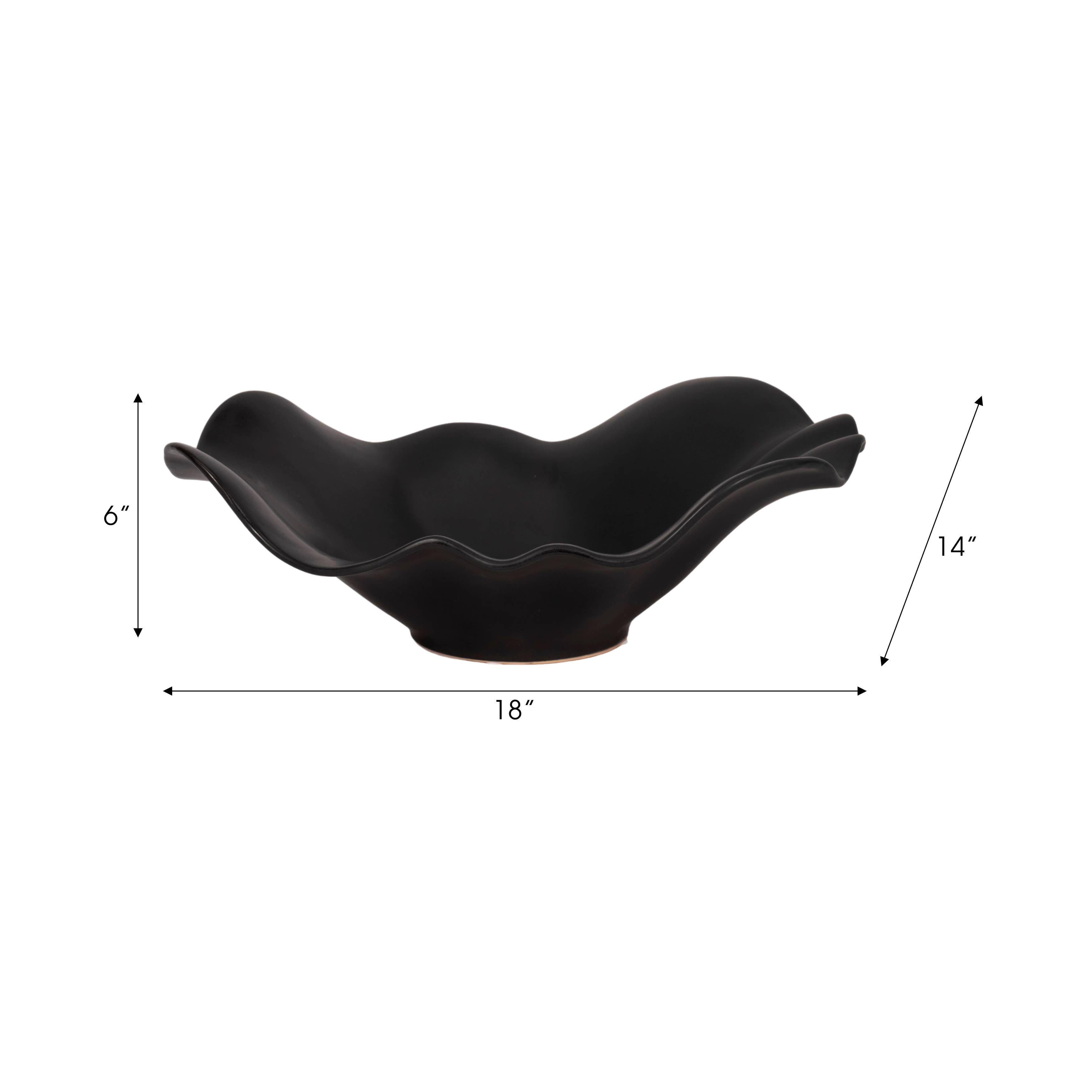 Katelyn Black Ruffled Edge Bowl, 18 in.