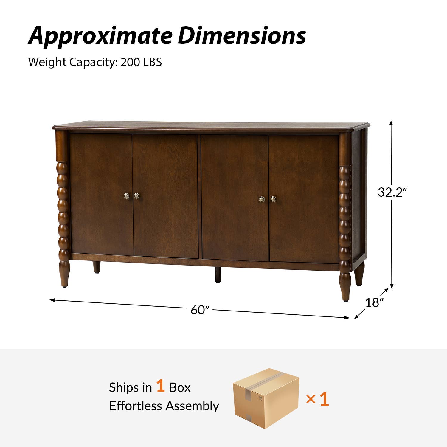 Alex 4-Door Sideboard: Teak