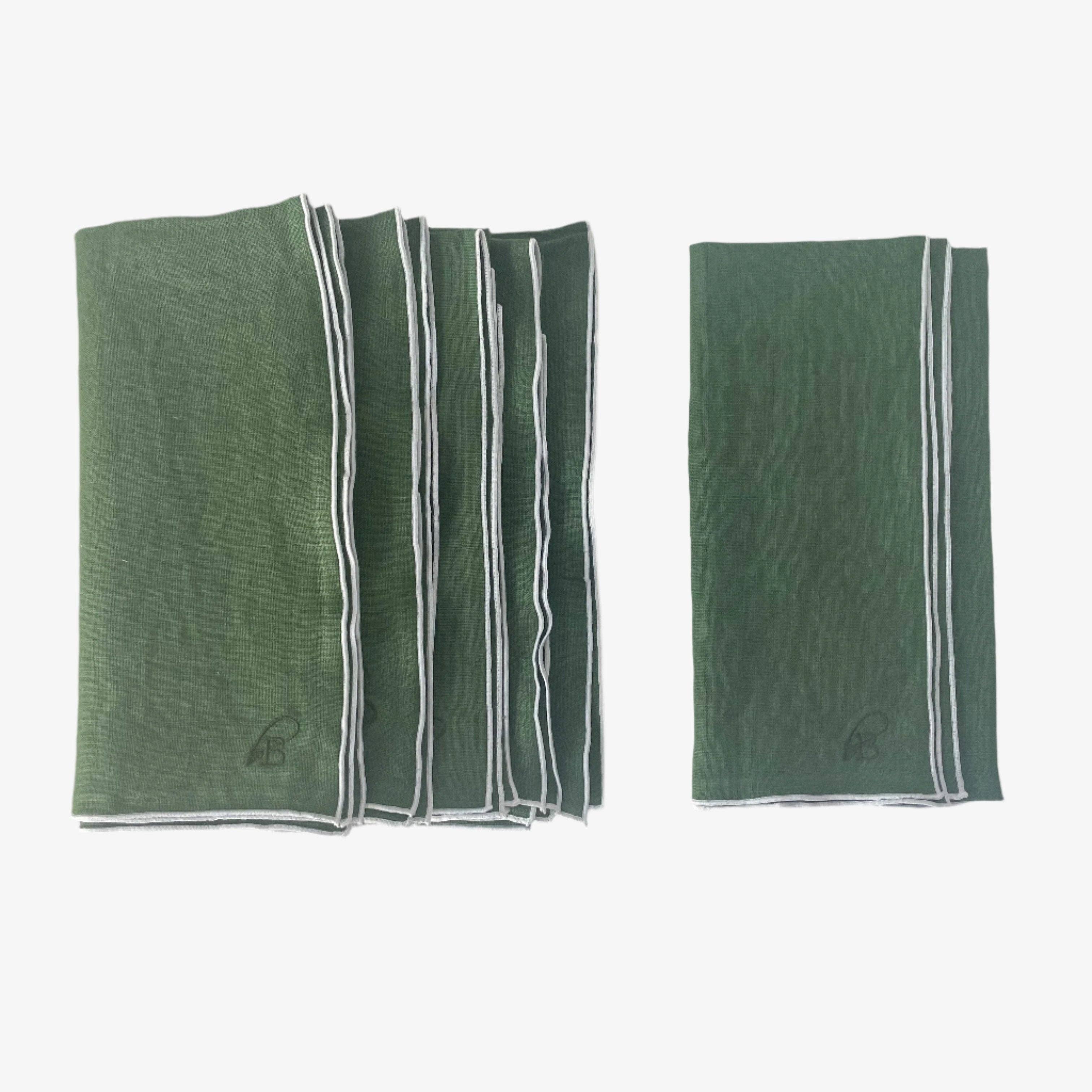 ""Stone Washed Linen Napkins  Cathedral + Black Trim