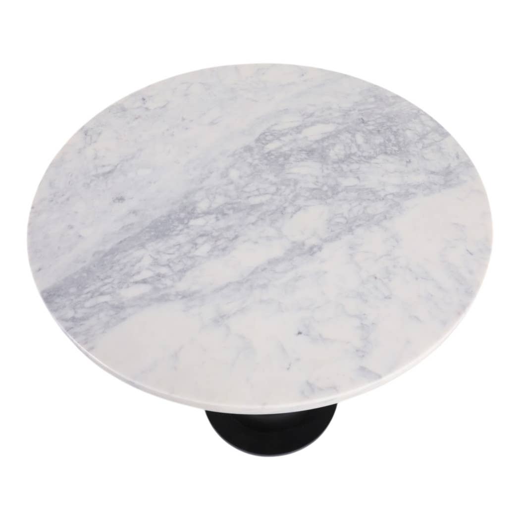 End Table - White Marble Top with Wooden Bubble Base, 21 in.