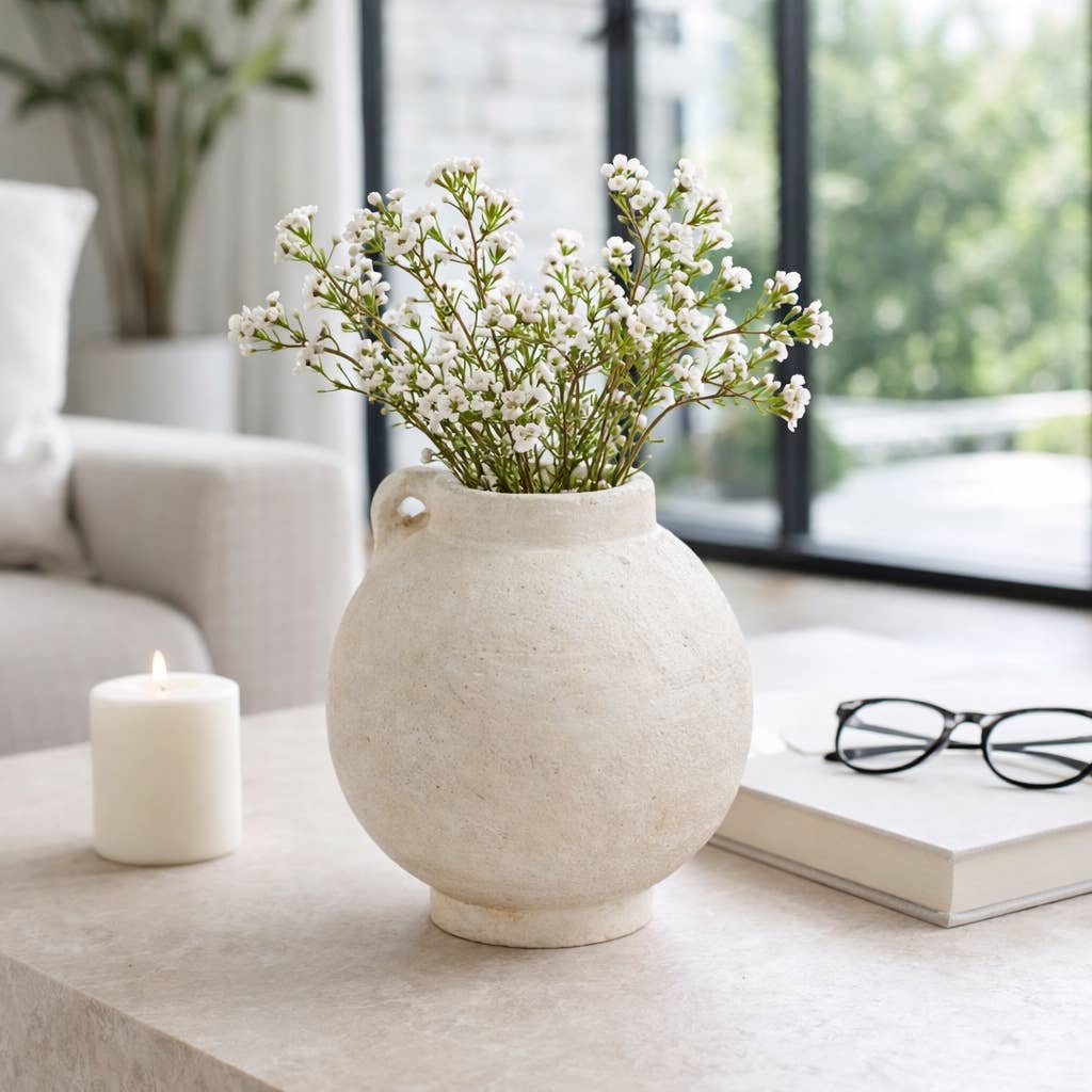 Brianna Bulbous Handle Jug - White, 7 in.