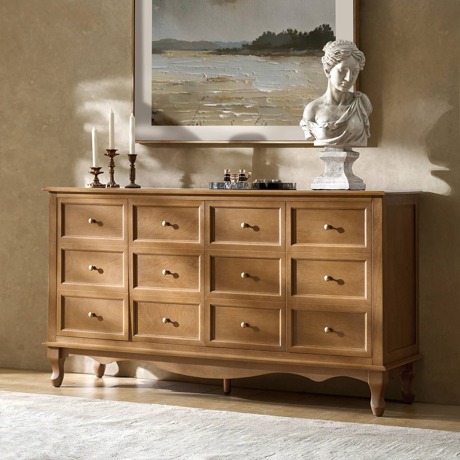 Aggie 58" Wide 4 door Sideboard: Acorn
