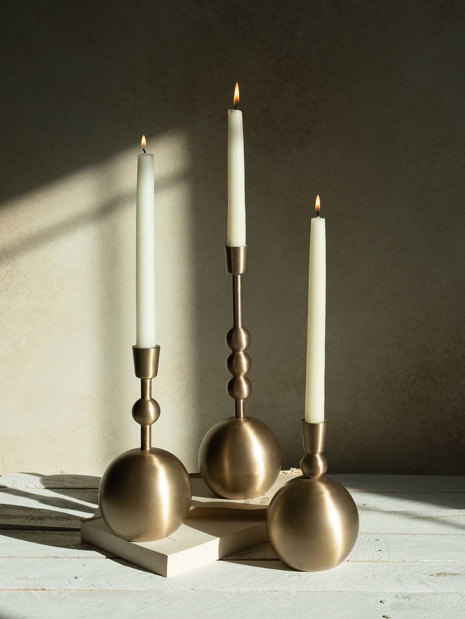 Large Stacked Orb Taper Candle Holder