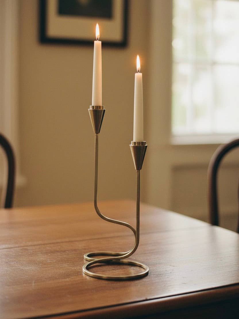 Gold Loop Taper Candle Holder