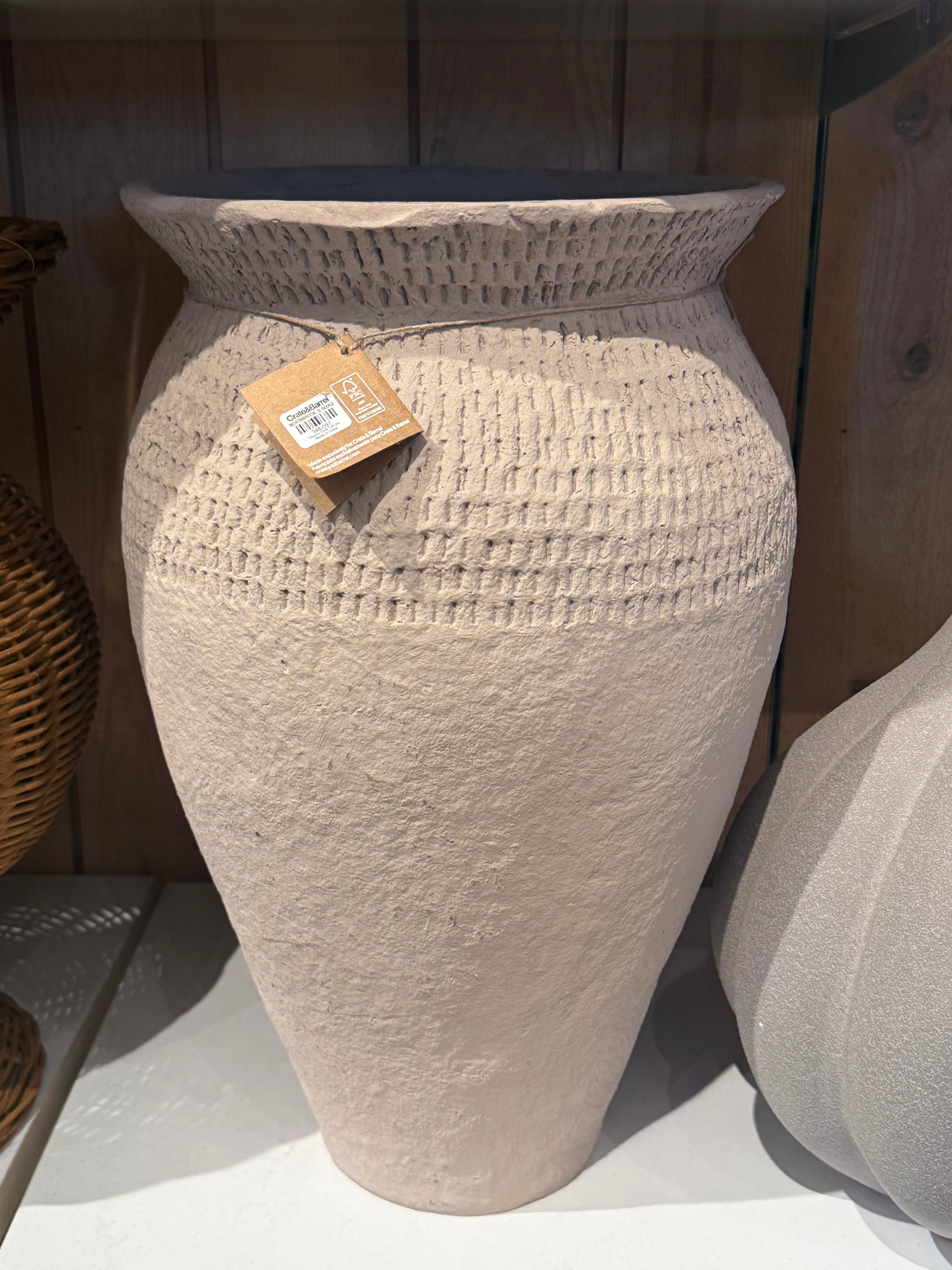 Extra Large Textured Paper Mache Vase