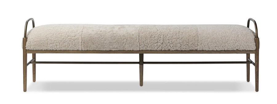 Demi Accent Bench- Beige Shearling