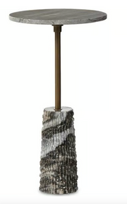 Raven End Table- Ribbed Ebony Marble