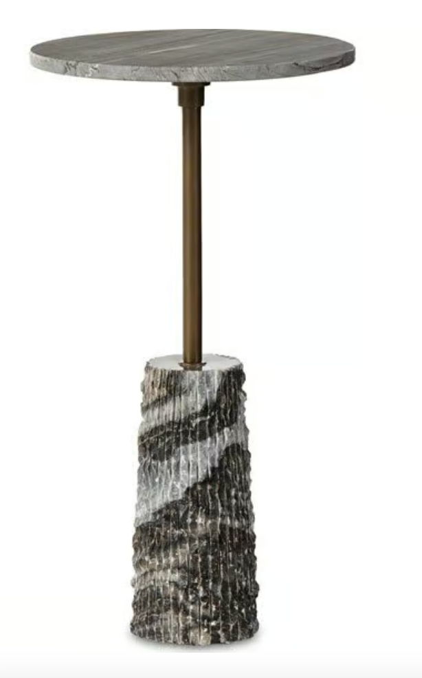 Raven End Table- Ribbed Ebony Marble