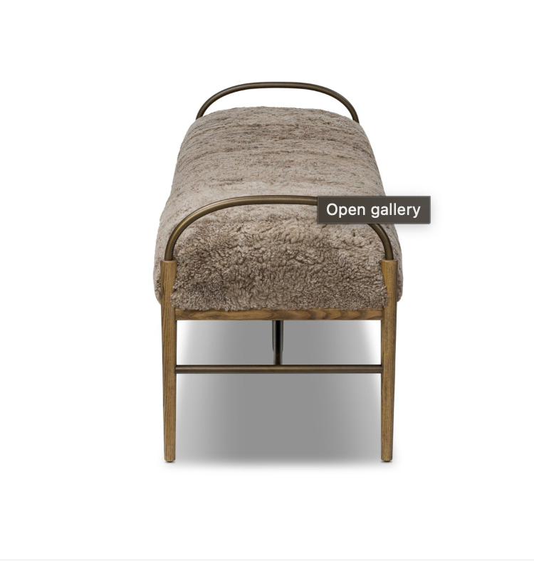 Demi Accent Bench- Beige Shearling
