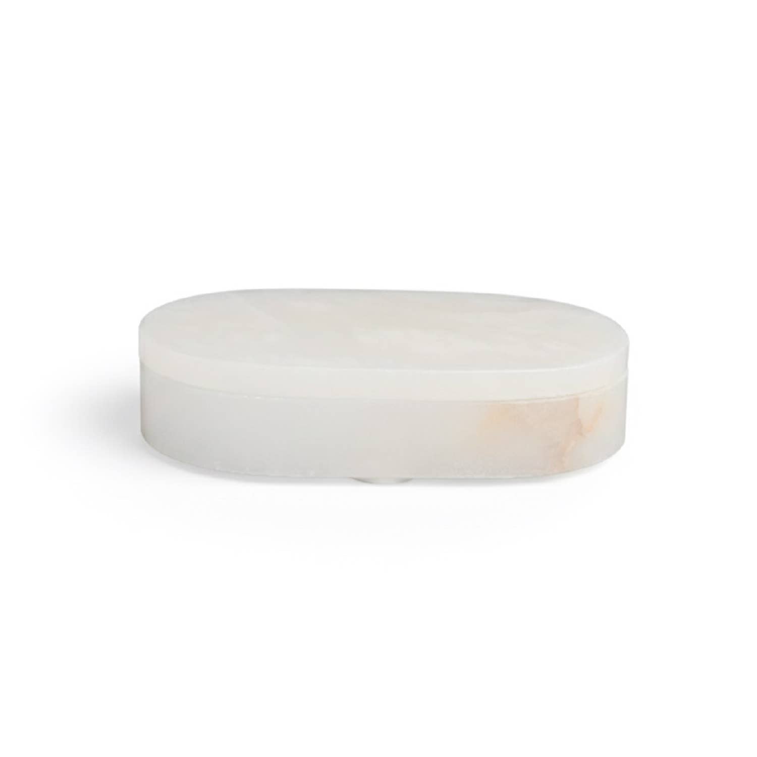 White Alabaster Oval Display Box, 7"x4"x1.5"