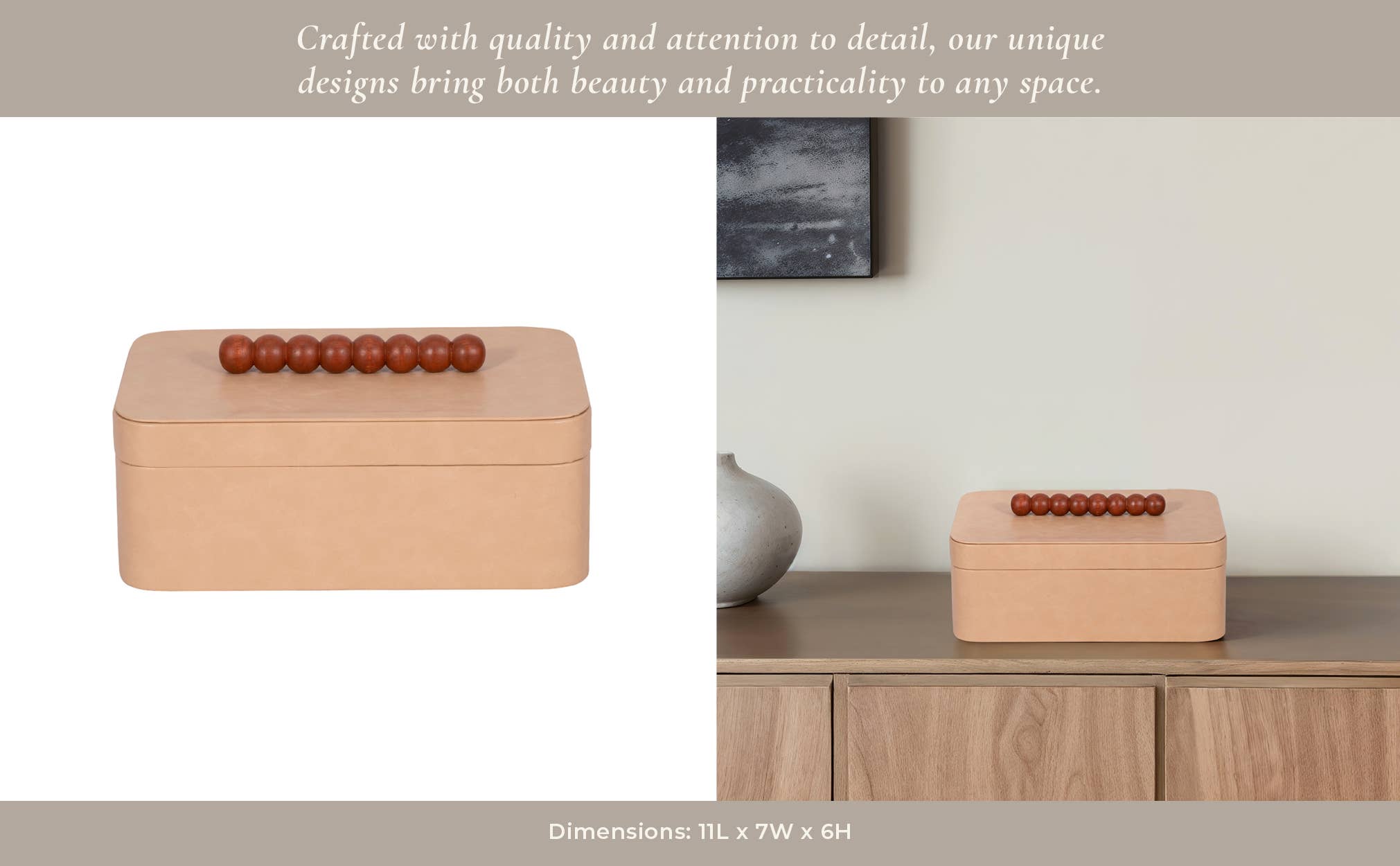 Greta Faux Leather Bead Handle Box, 11 in.