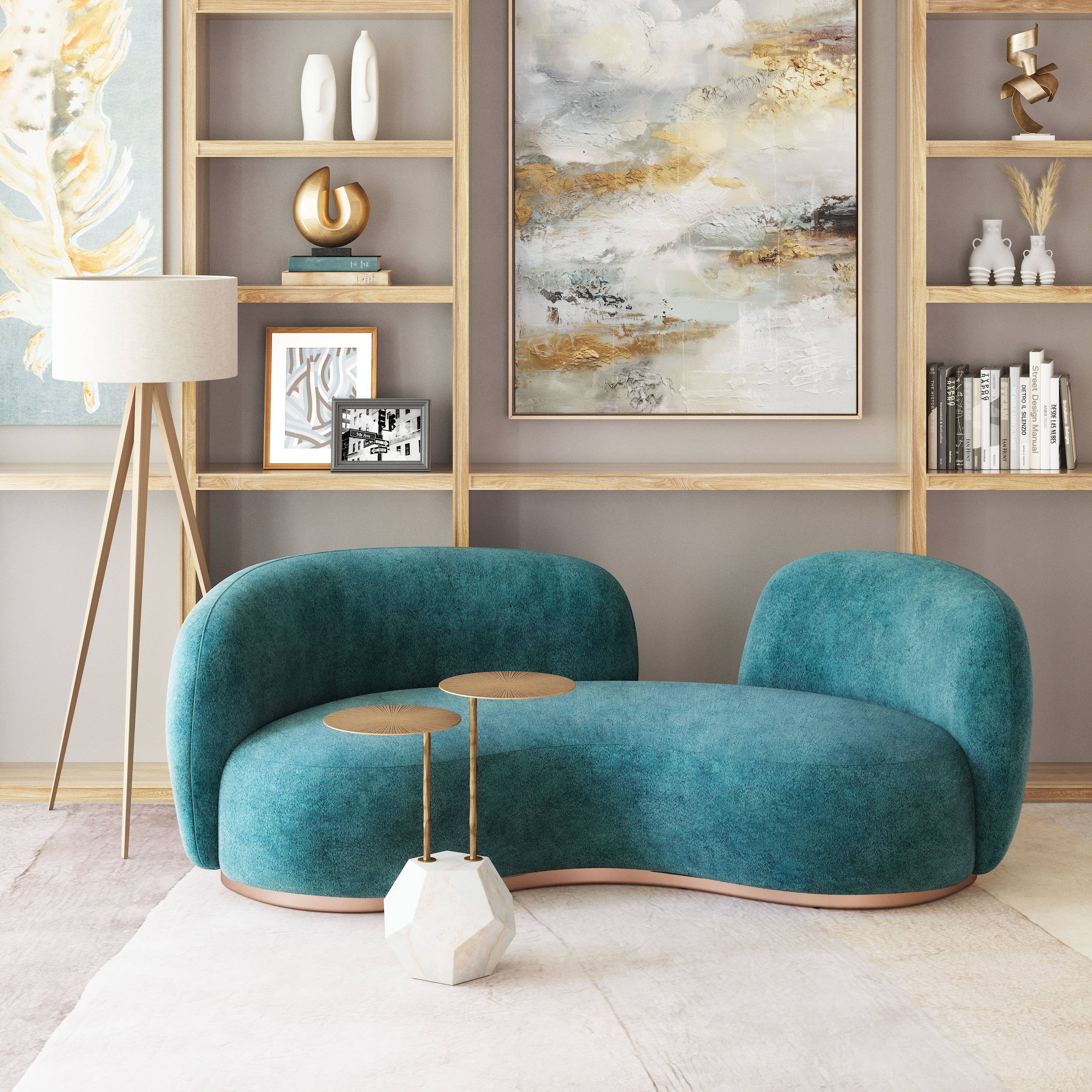 Anten Side Table Brass & White