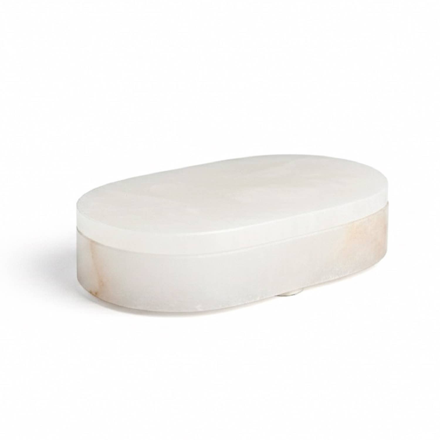 White Alabaster Oval Display Box, 7"x4"x1.5"