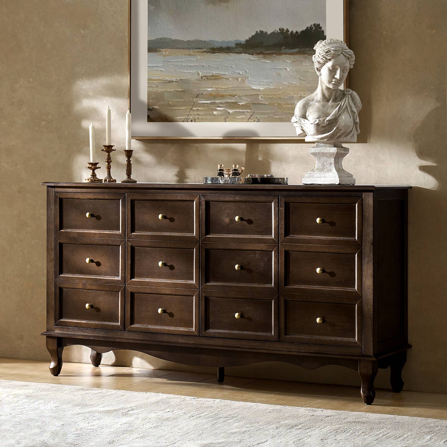 Aggie 58" Wide 4 door Sideboard: Acorn