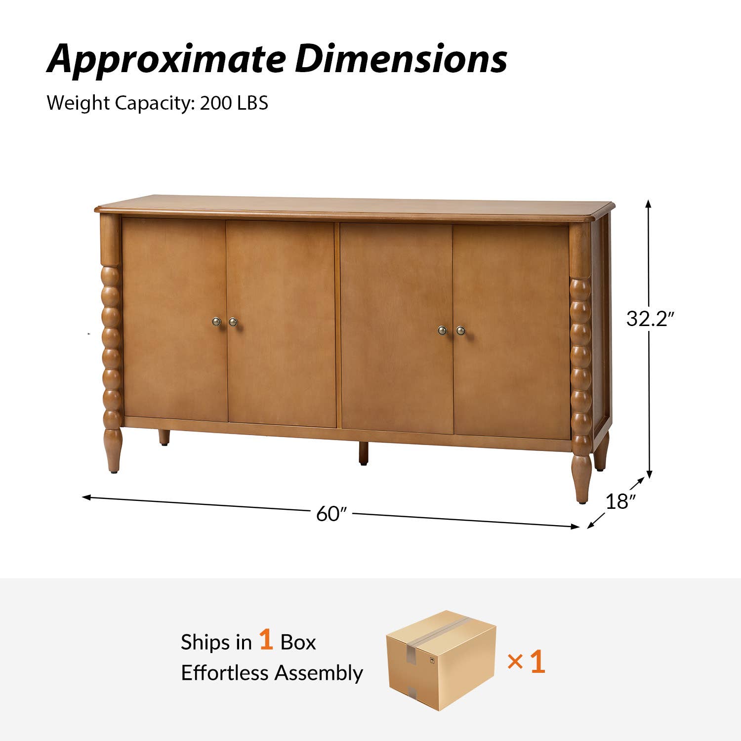Alex 4-Door Sideboard: Teak