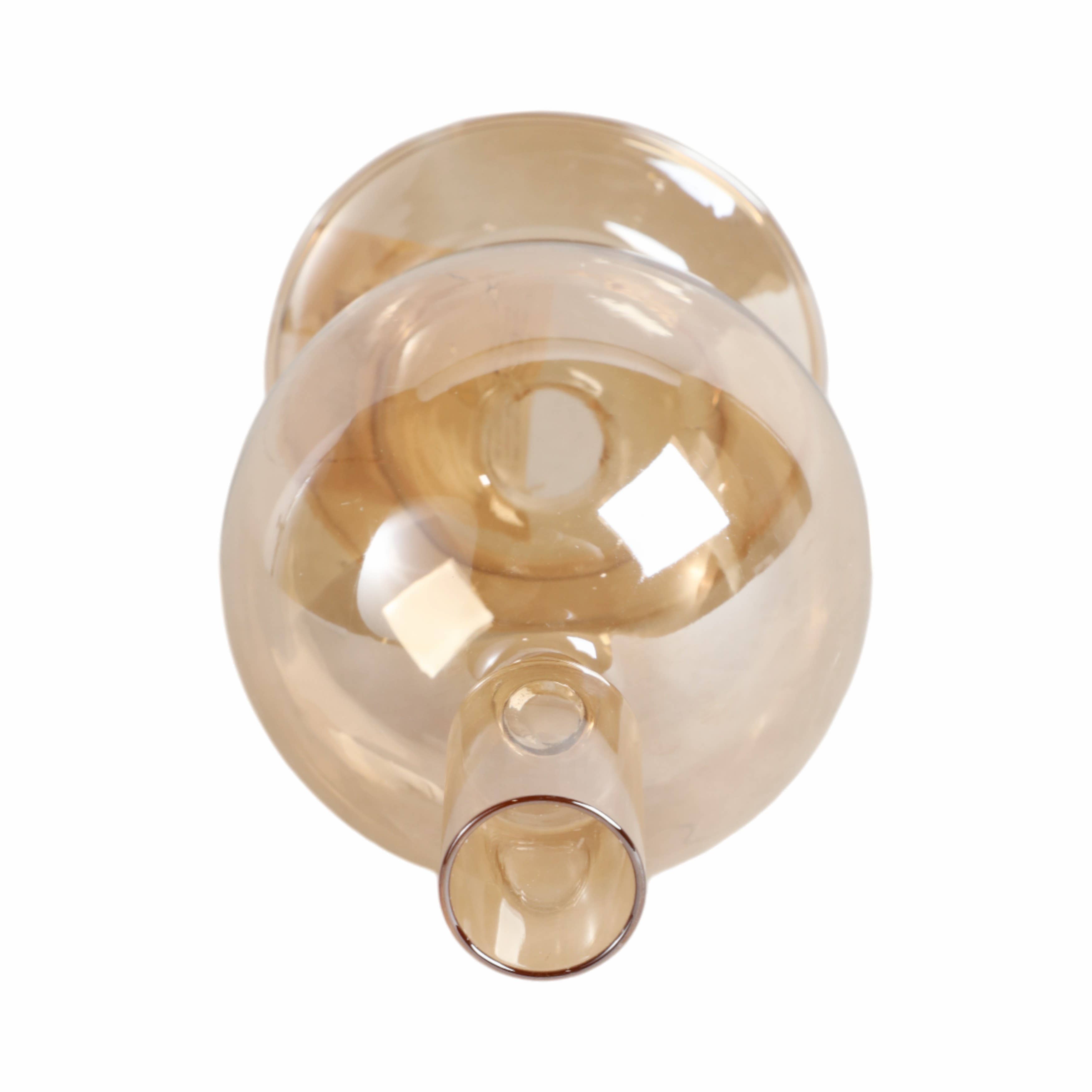 Gold Luster Glass Bubble Candle Holder, 7"