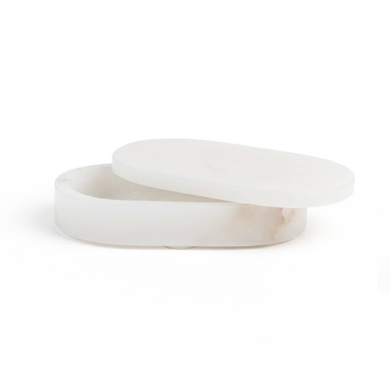 White Alabaster Oval Display Box, 7"x4"x1.5"