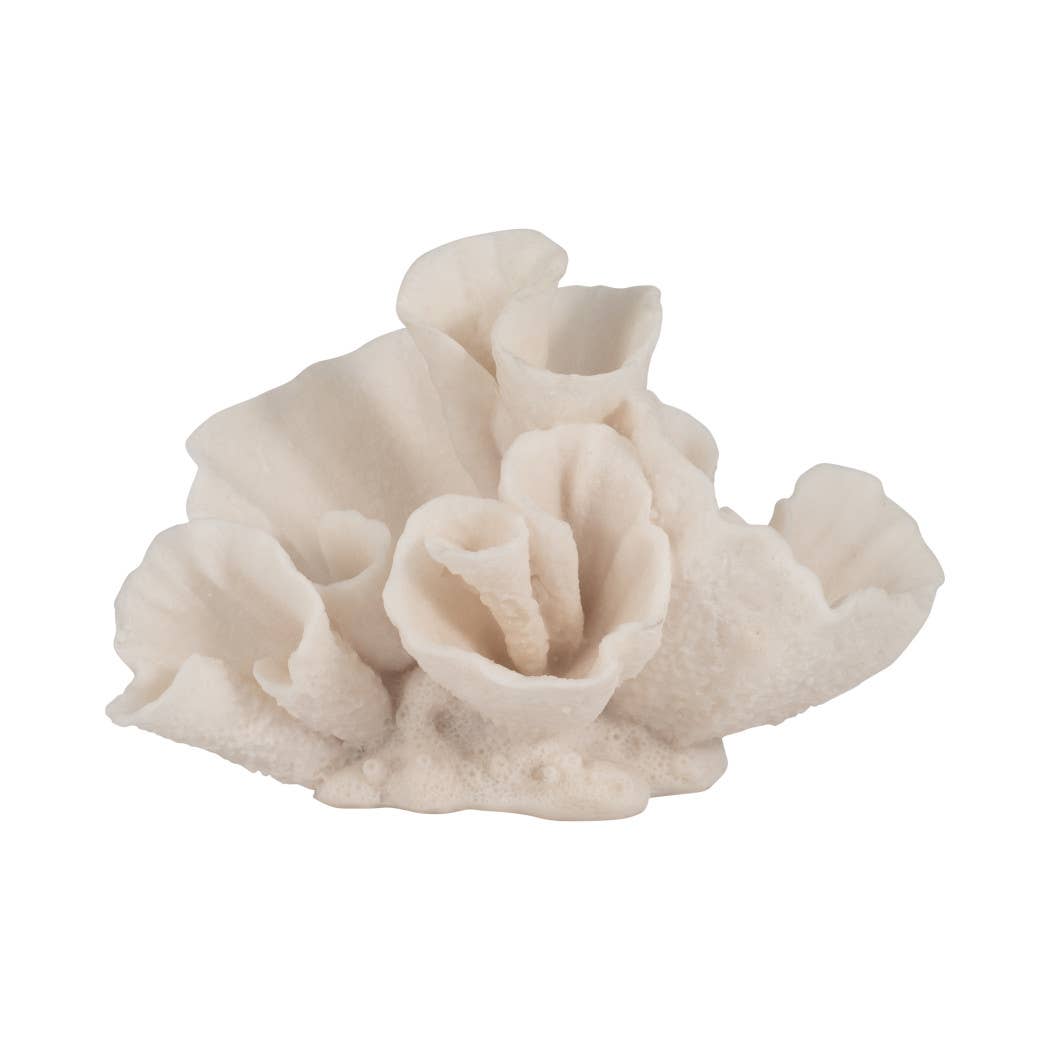 Ivory Resin Coastal Coral Figurine, 8"