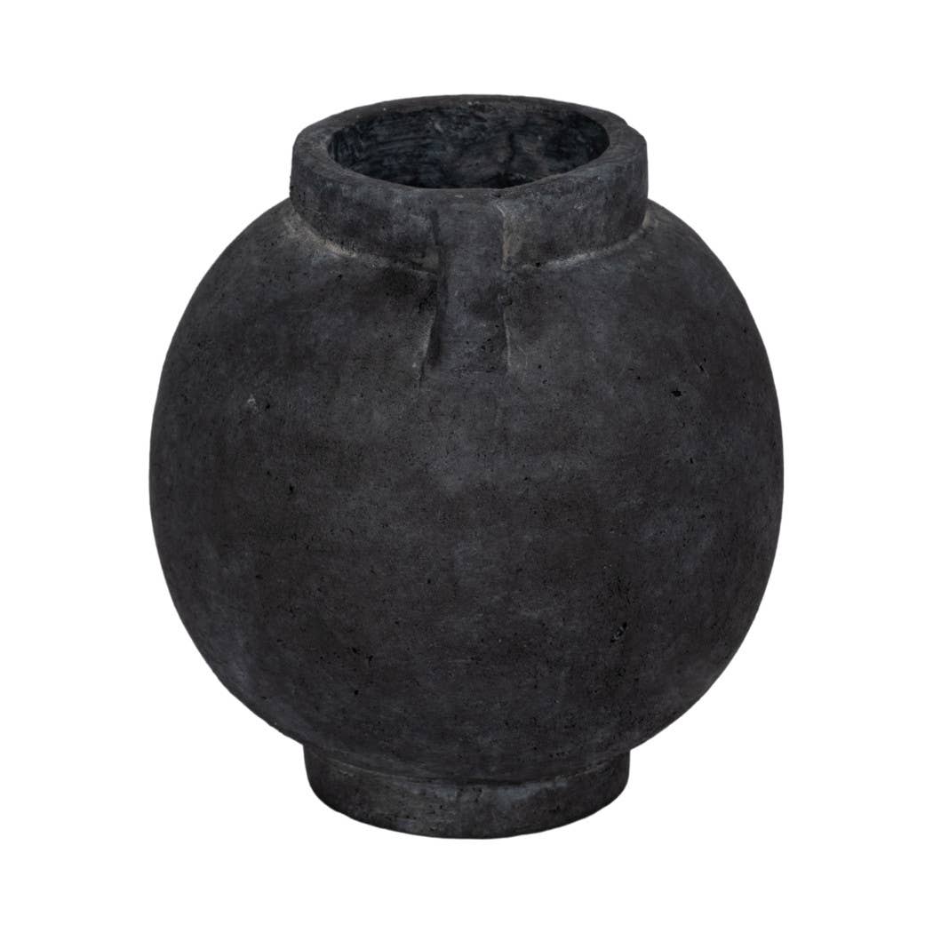 Brianna Bulbous Handle Vase - Black, 7 in.