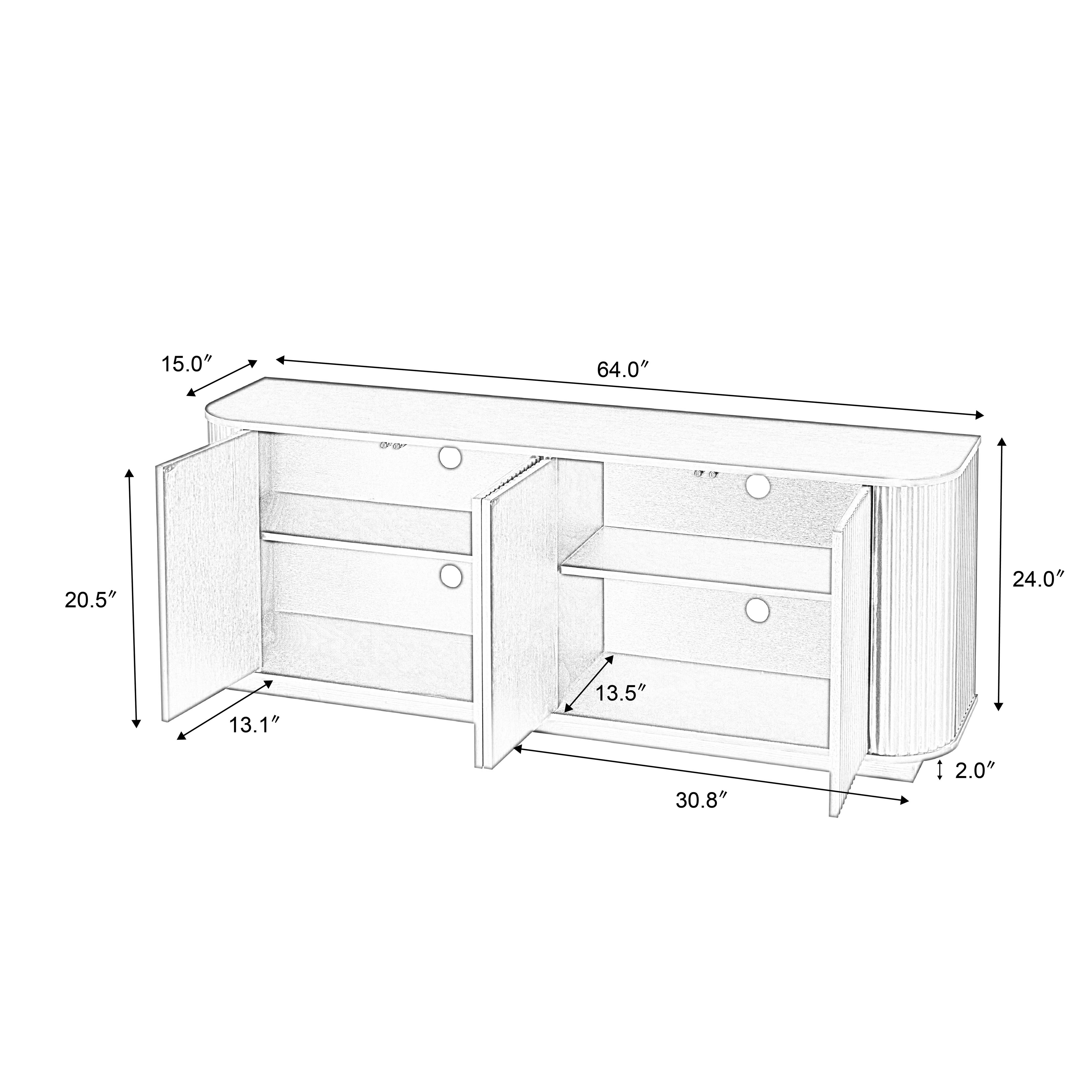 Fall Walnut Sideboard Cabinet with Adjustable Shelves: Natural