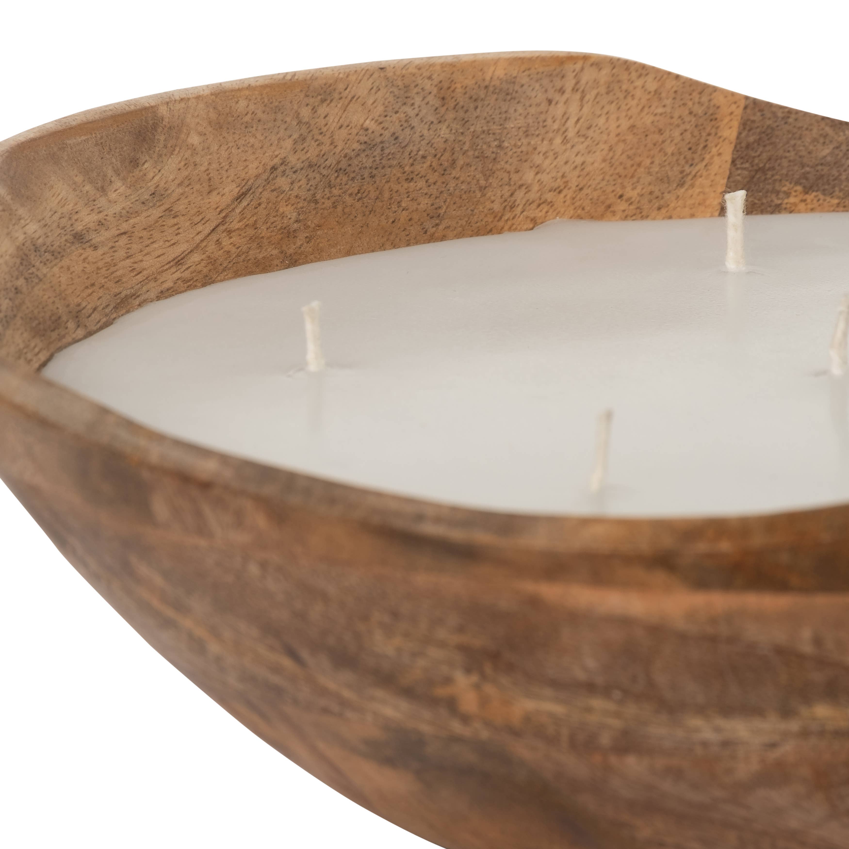 Bowl Candle - Brown Wood Wax Vanilla Scented Curvy, 14 Oz