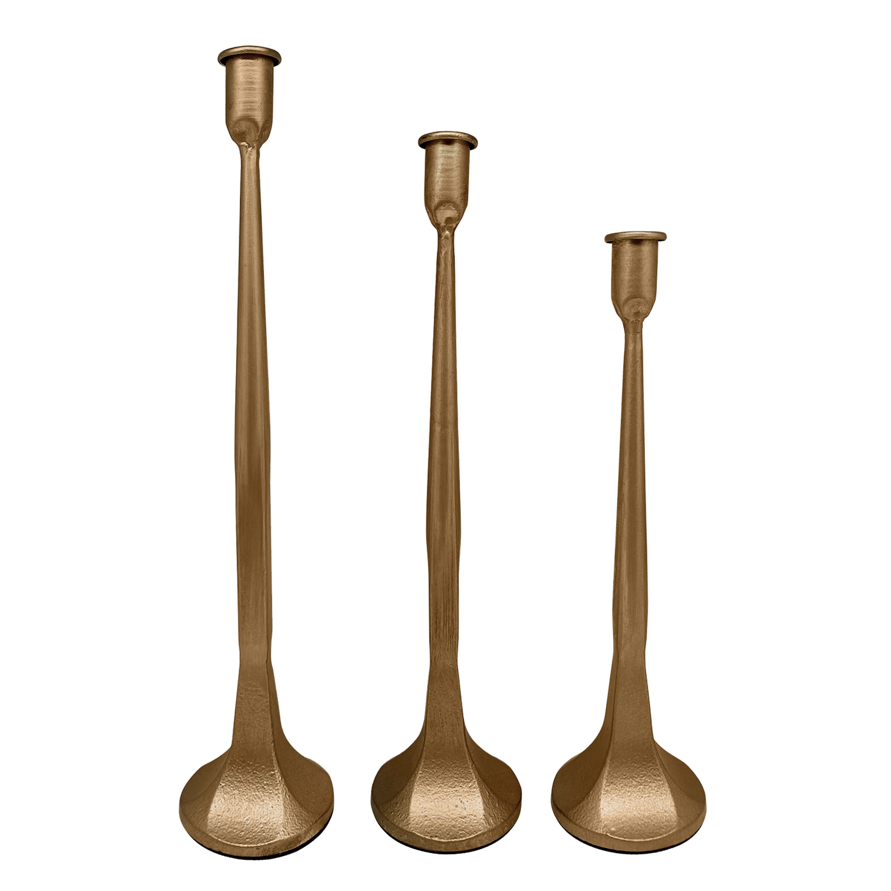 *NEW* Gold Cast Iron Taper Candle Holders, Set of 3