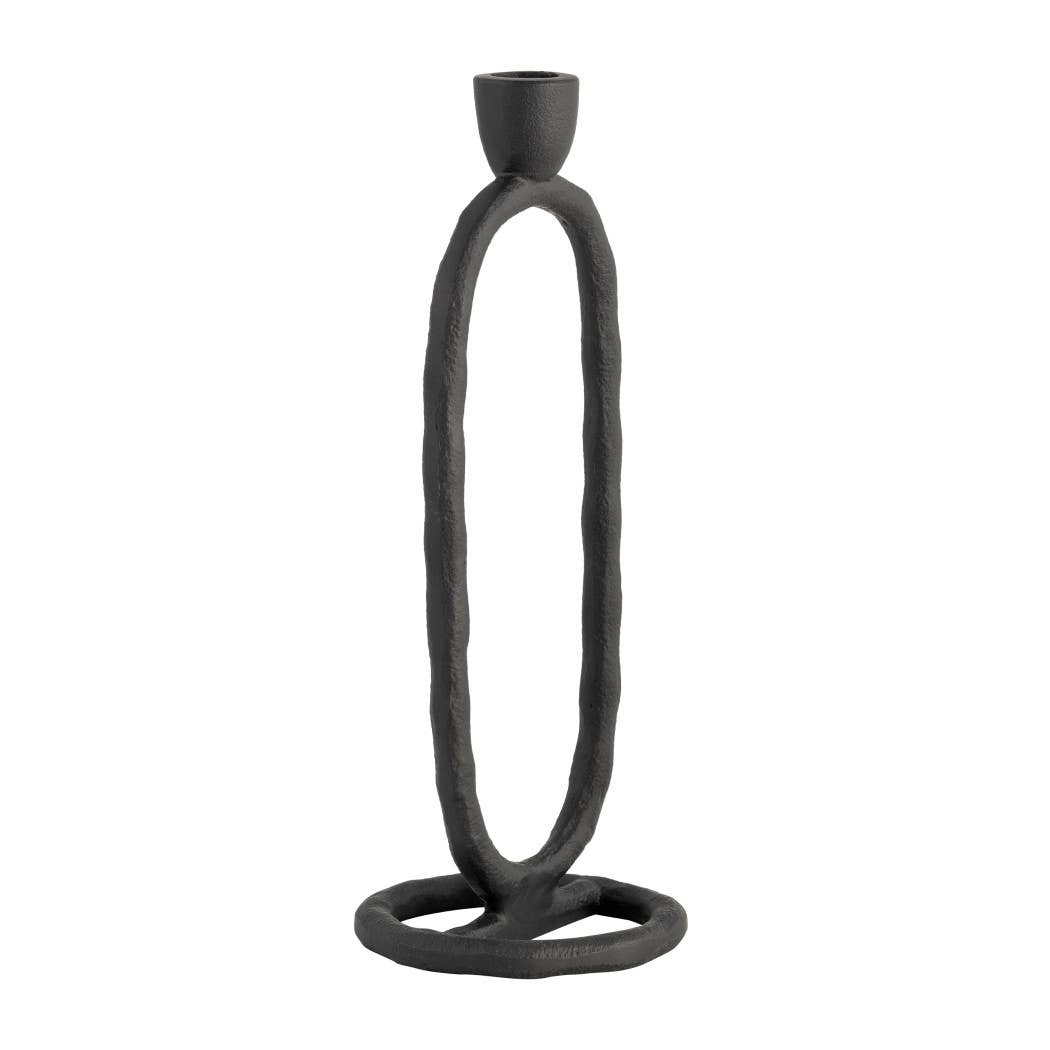 Metal Open Oval Base Taper Candle Holder - Black, 11 in.