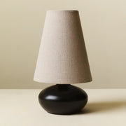 Olivia Linen Small Table Lamp: Natural / Lacquered Black